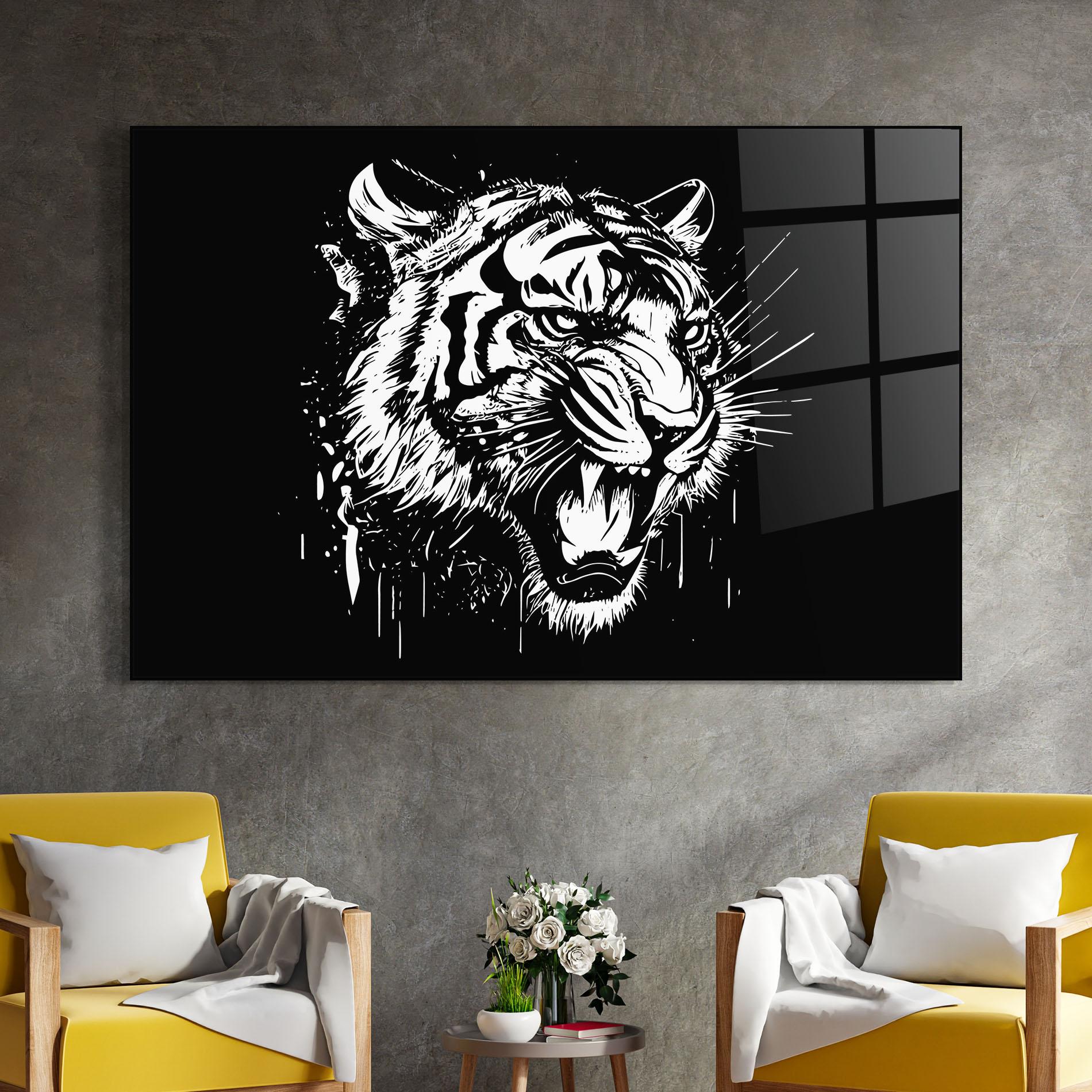 Glasbild Angry Tiger Head mockup 4