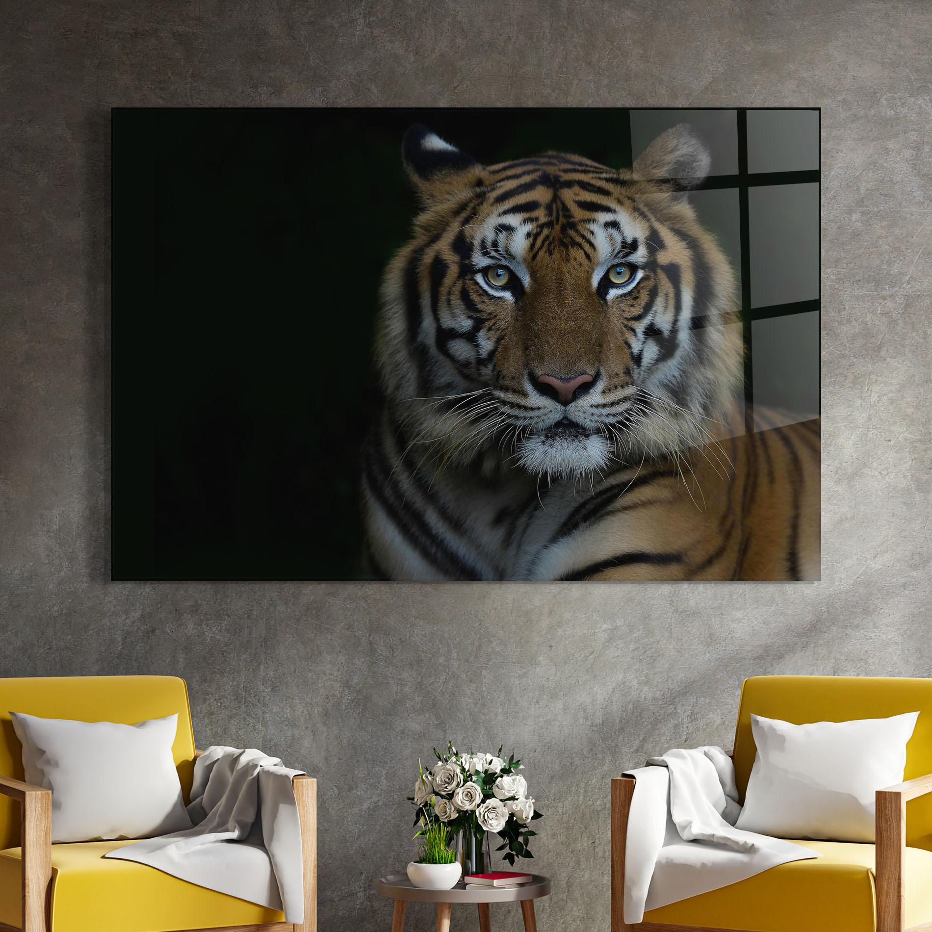 Glasbild Close Up Tiger mockup 4