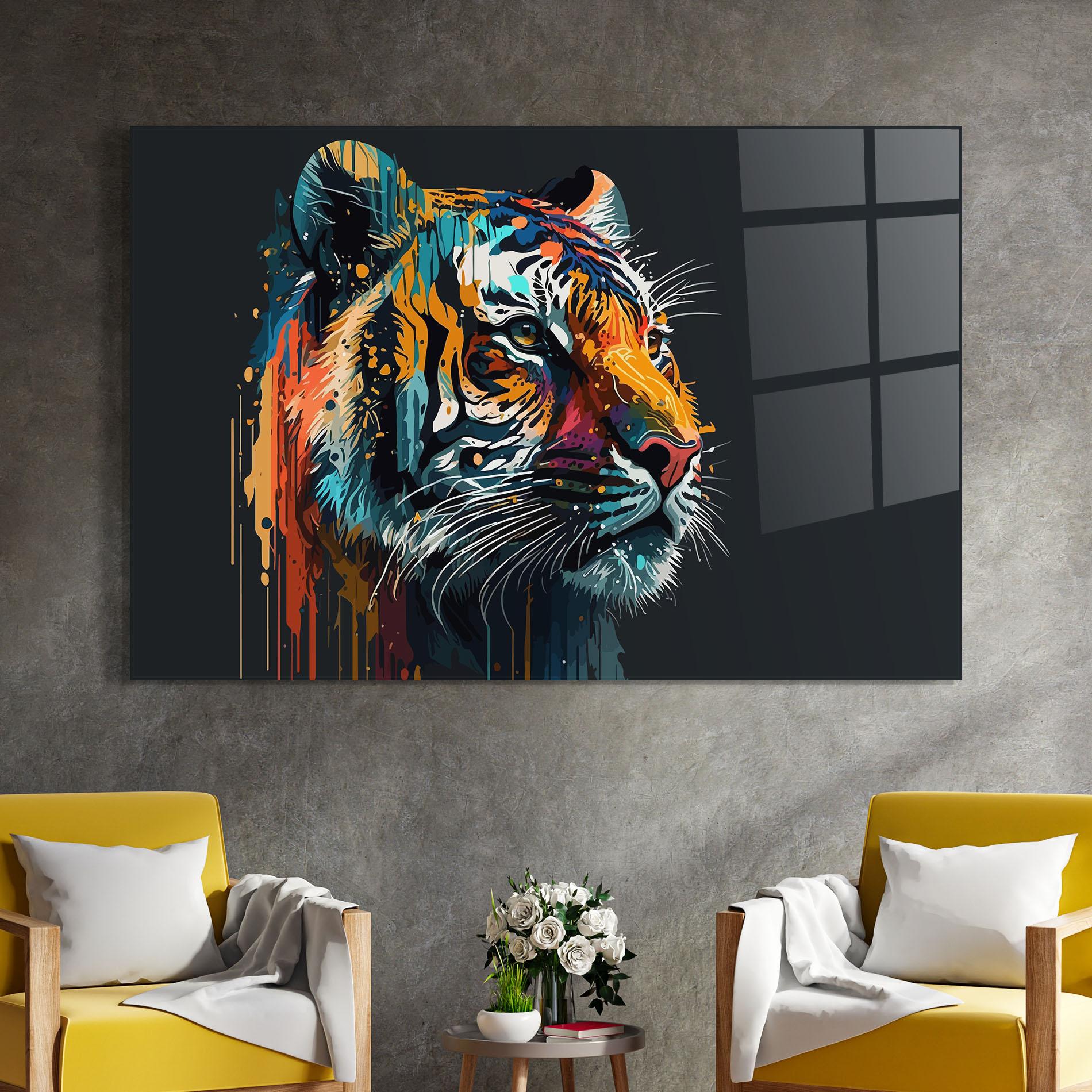 Glasbild Color Mix Tiger mockup 4