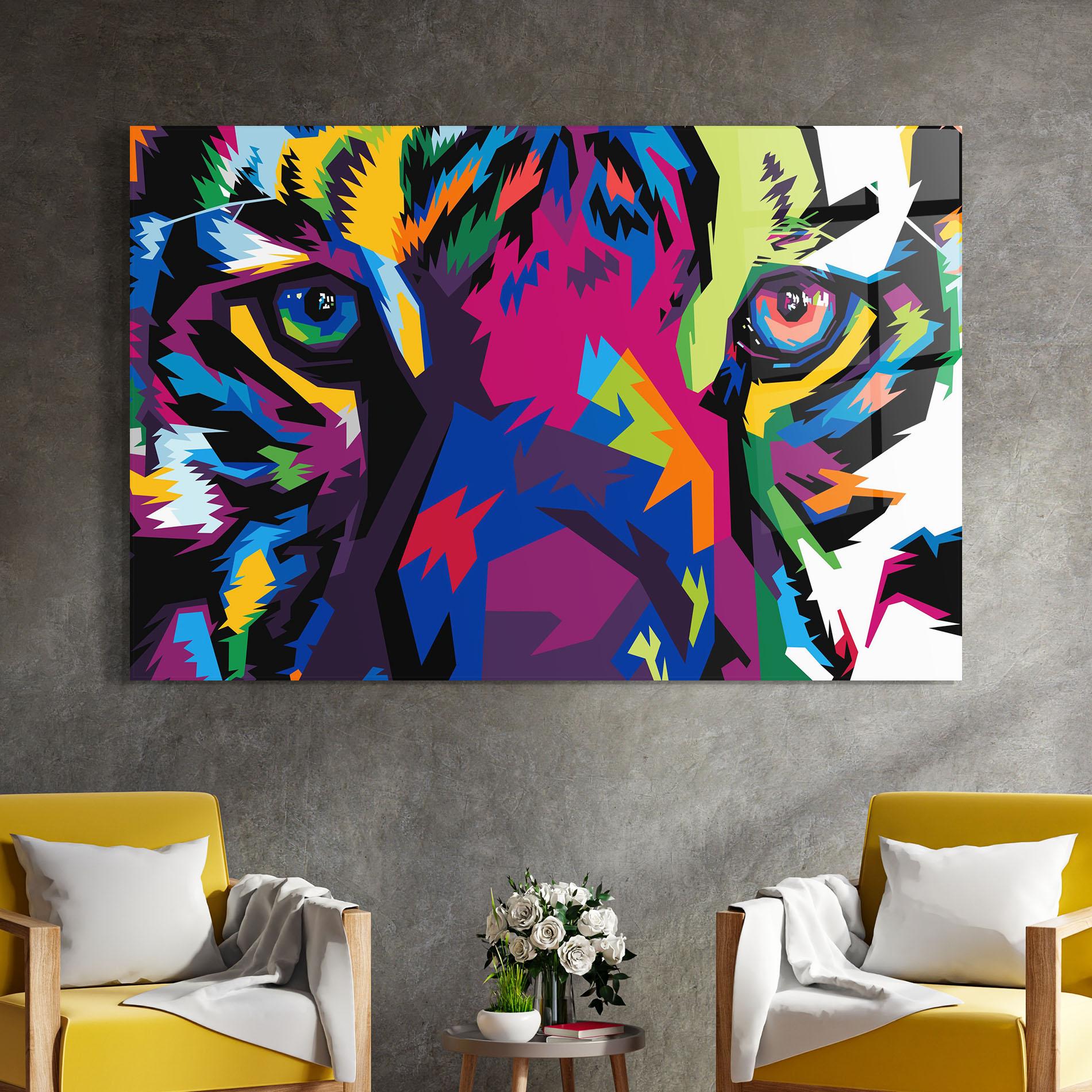 Glasbild Colourul Tiger Eyes mockup 4