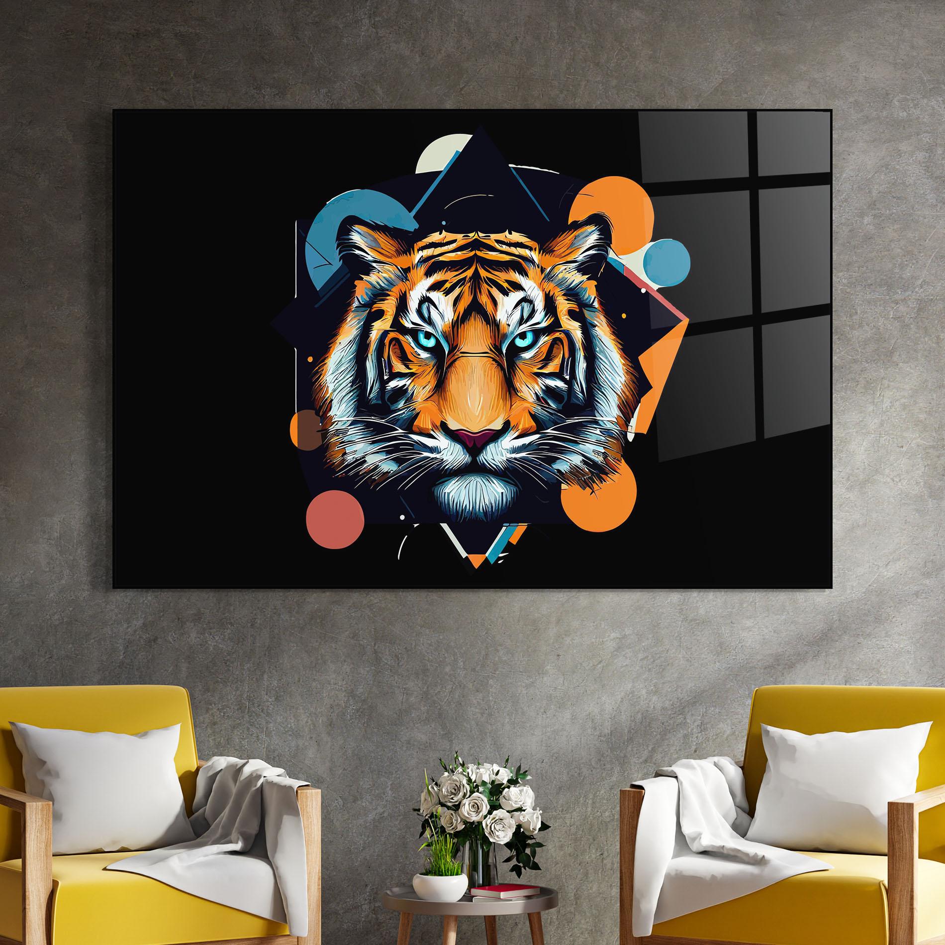 Glasbild Geometric Tiger mockup 4
