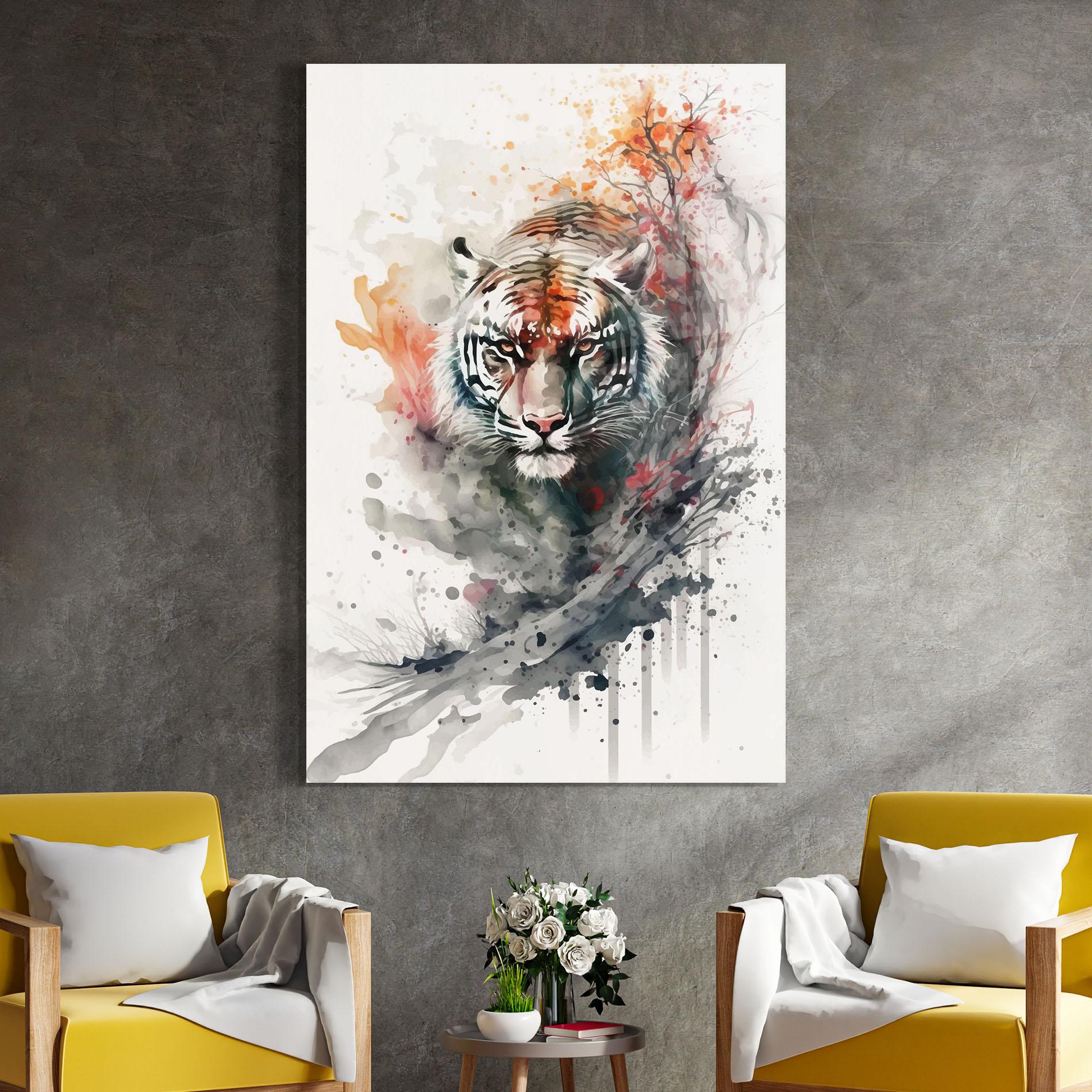 Glasbild Beautiful Tiger Art mockup 4