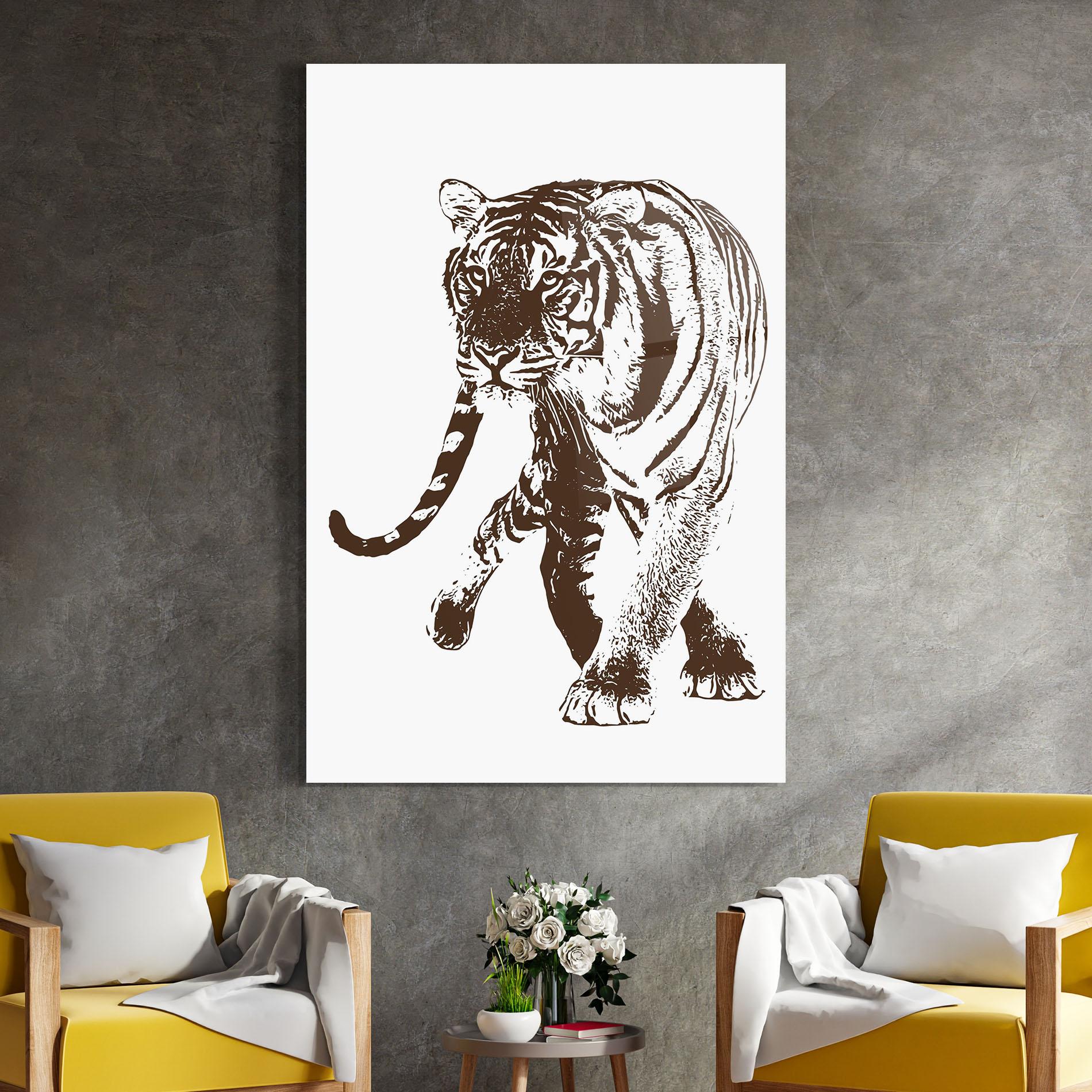 Glasbild Brown Line Tiger mockup 4