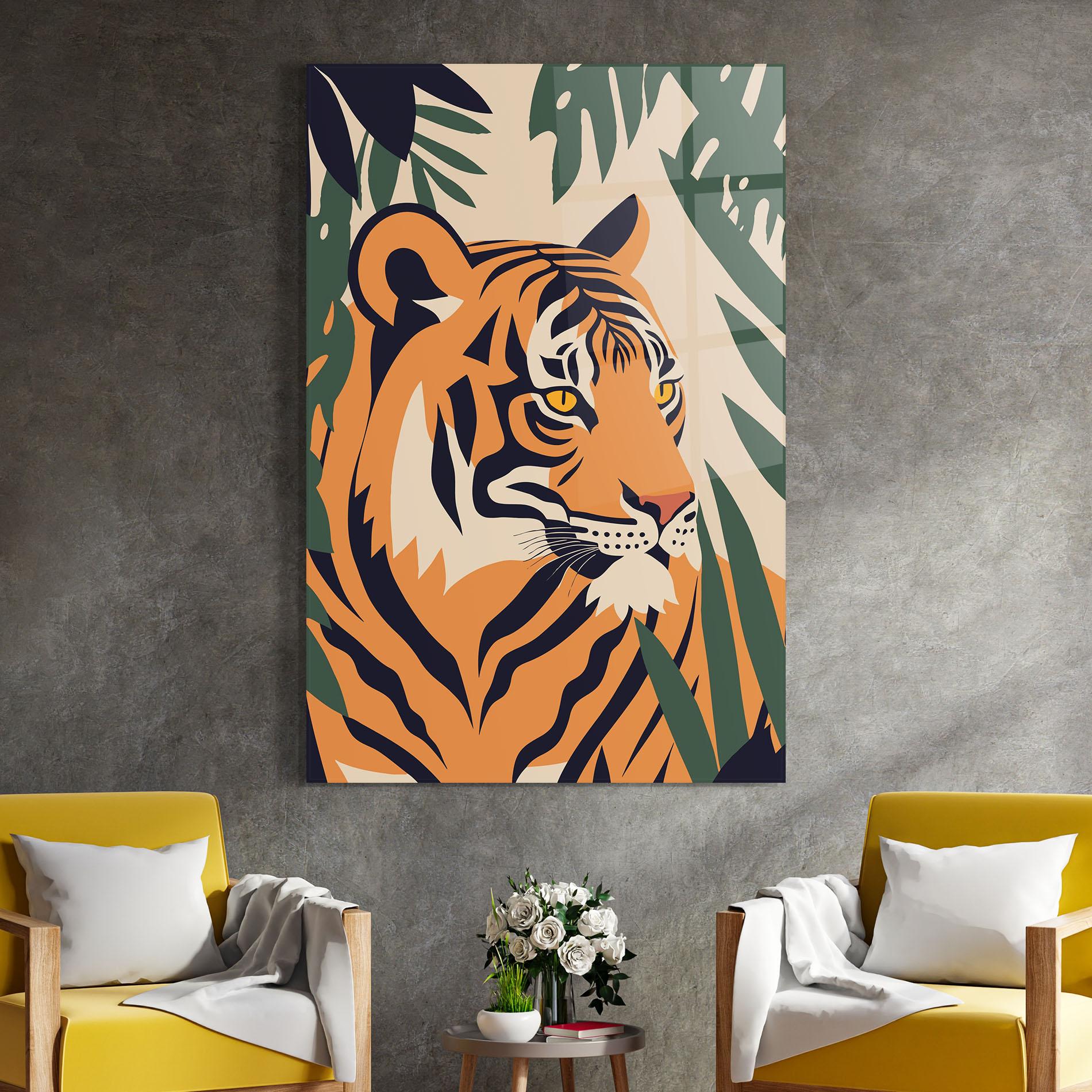 Glasbild Cartoon Style Tiger mockup 4