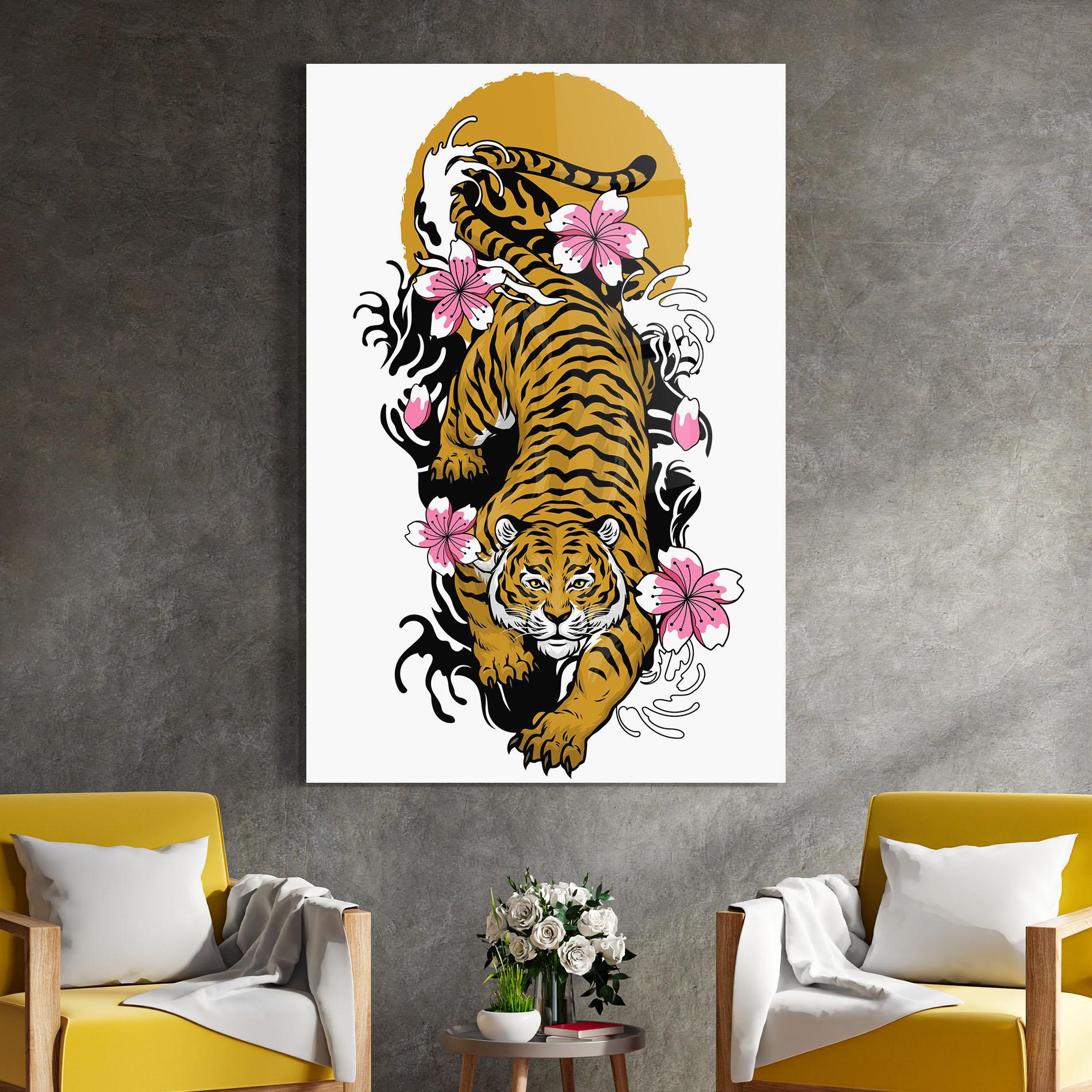 Glasbild Japanese Style Tiger mockup 4