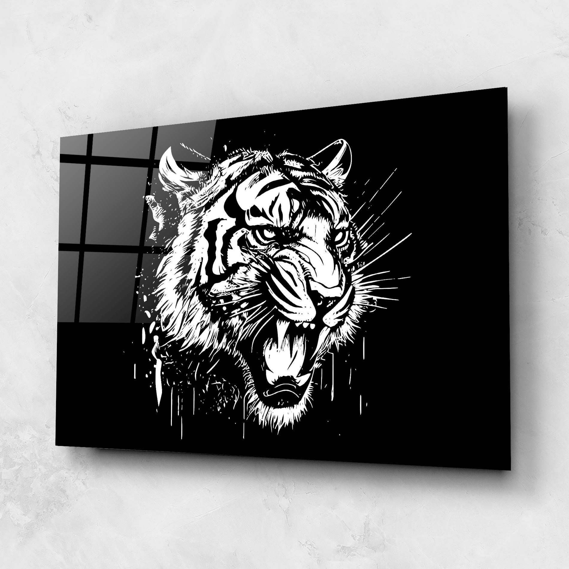Glasbild Angry Tiger Head mockup 1