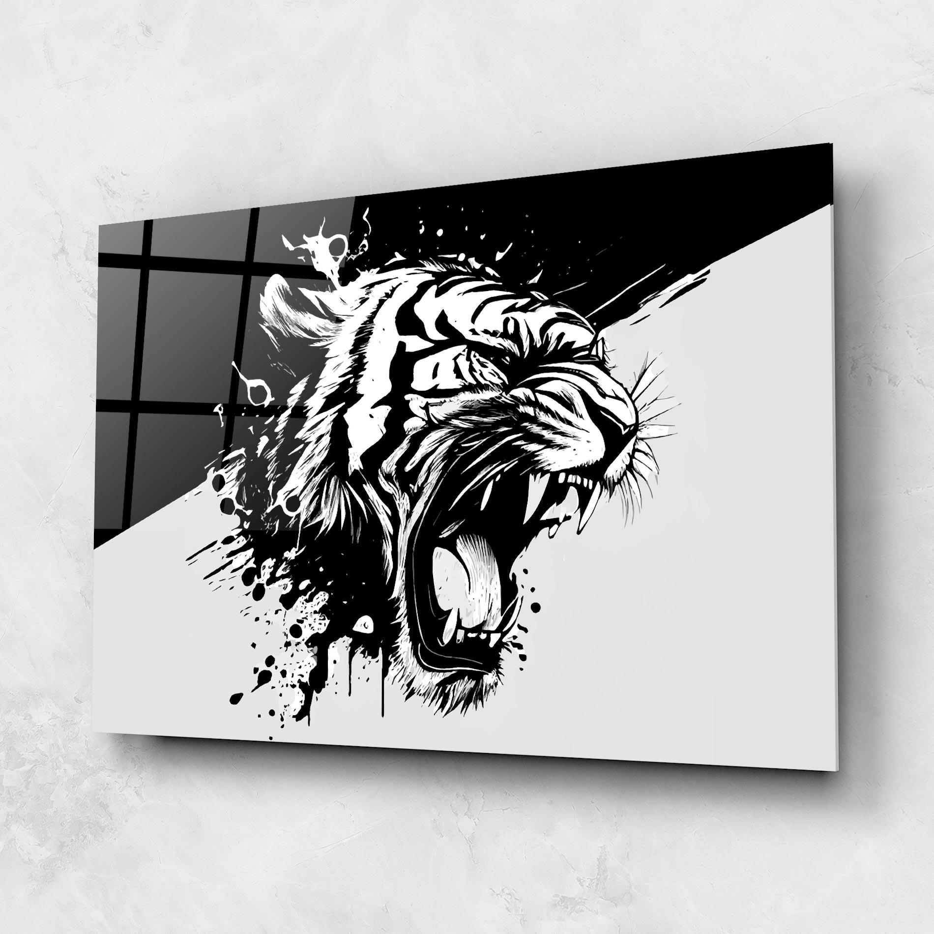 Glasbild Black Grey Tiger mockup 1