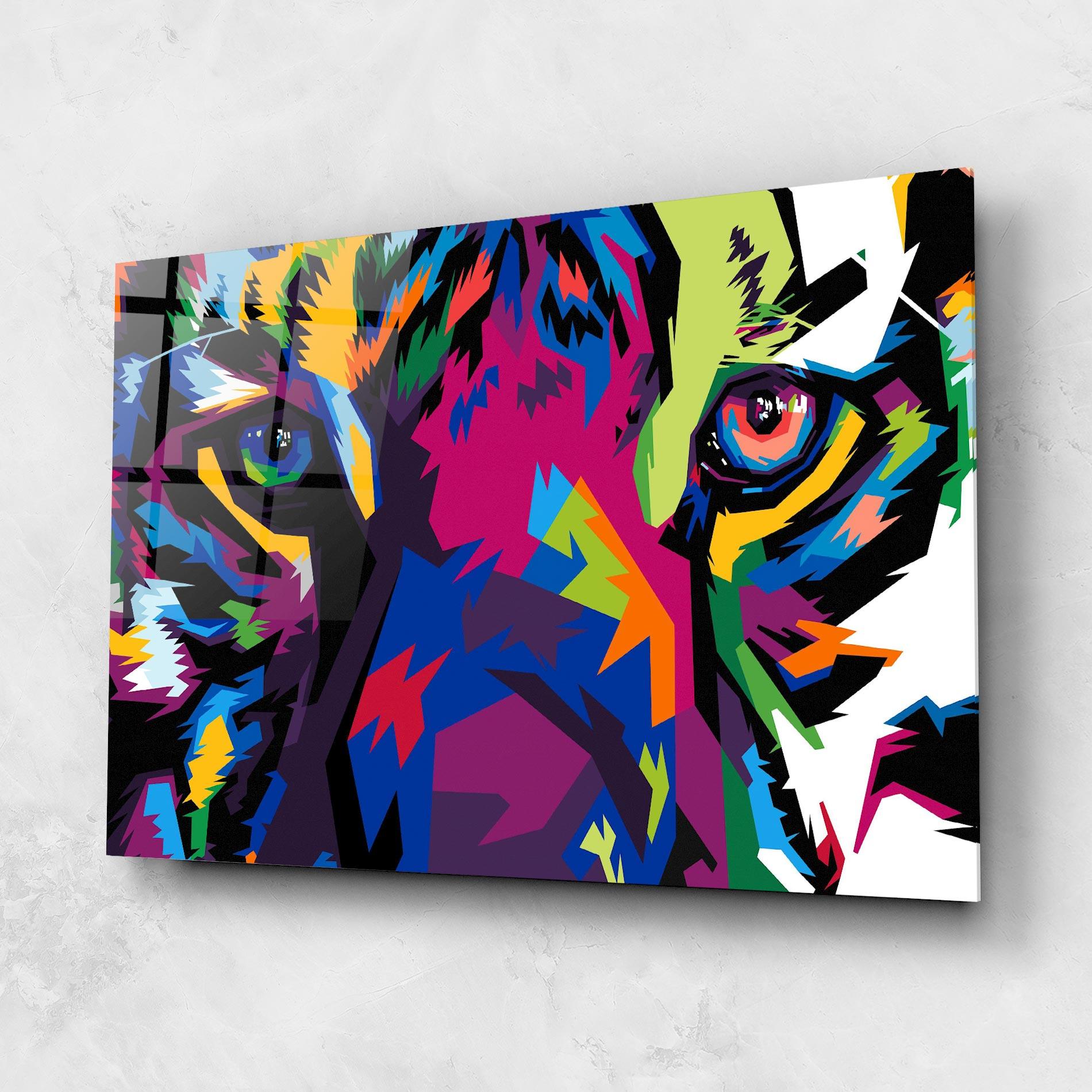 Glasbild Colourul Tiger Eyes mockup 1