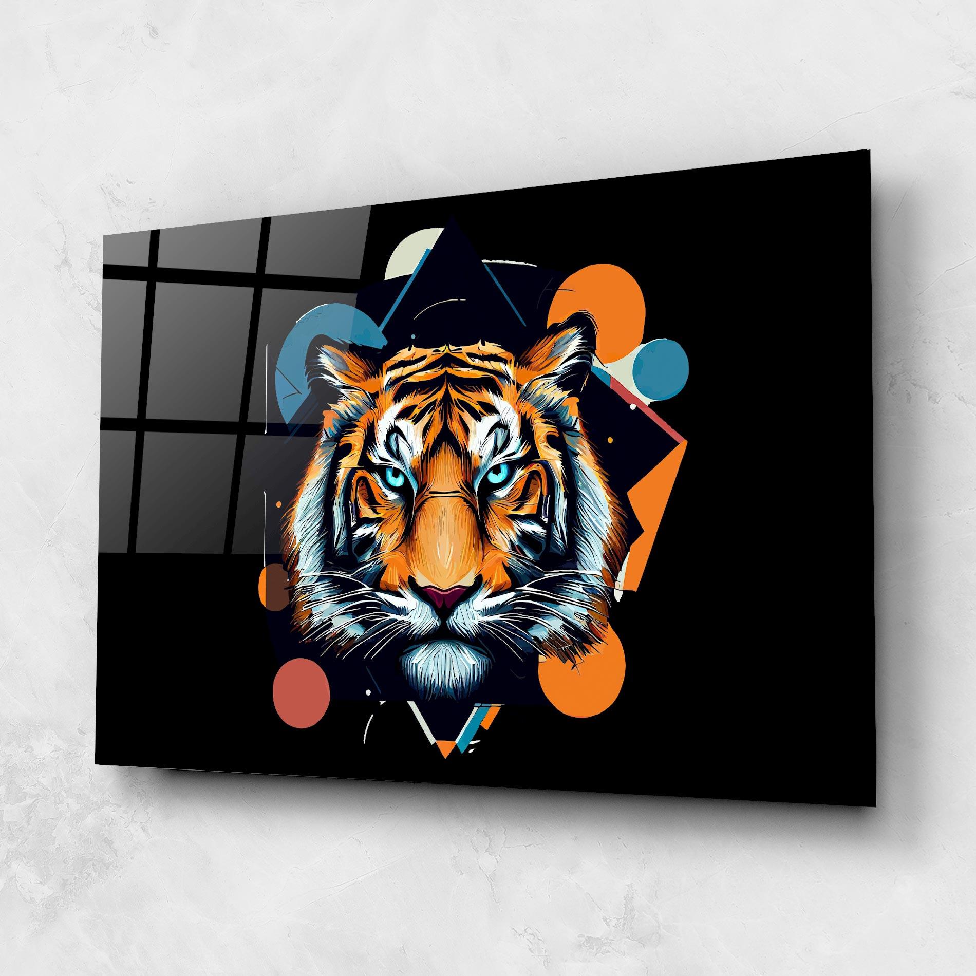 Glasbild Geometric Tiger mockup 1