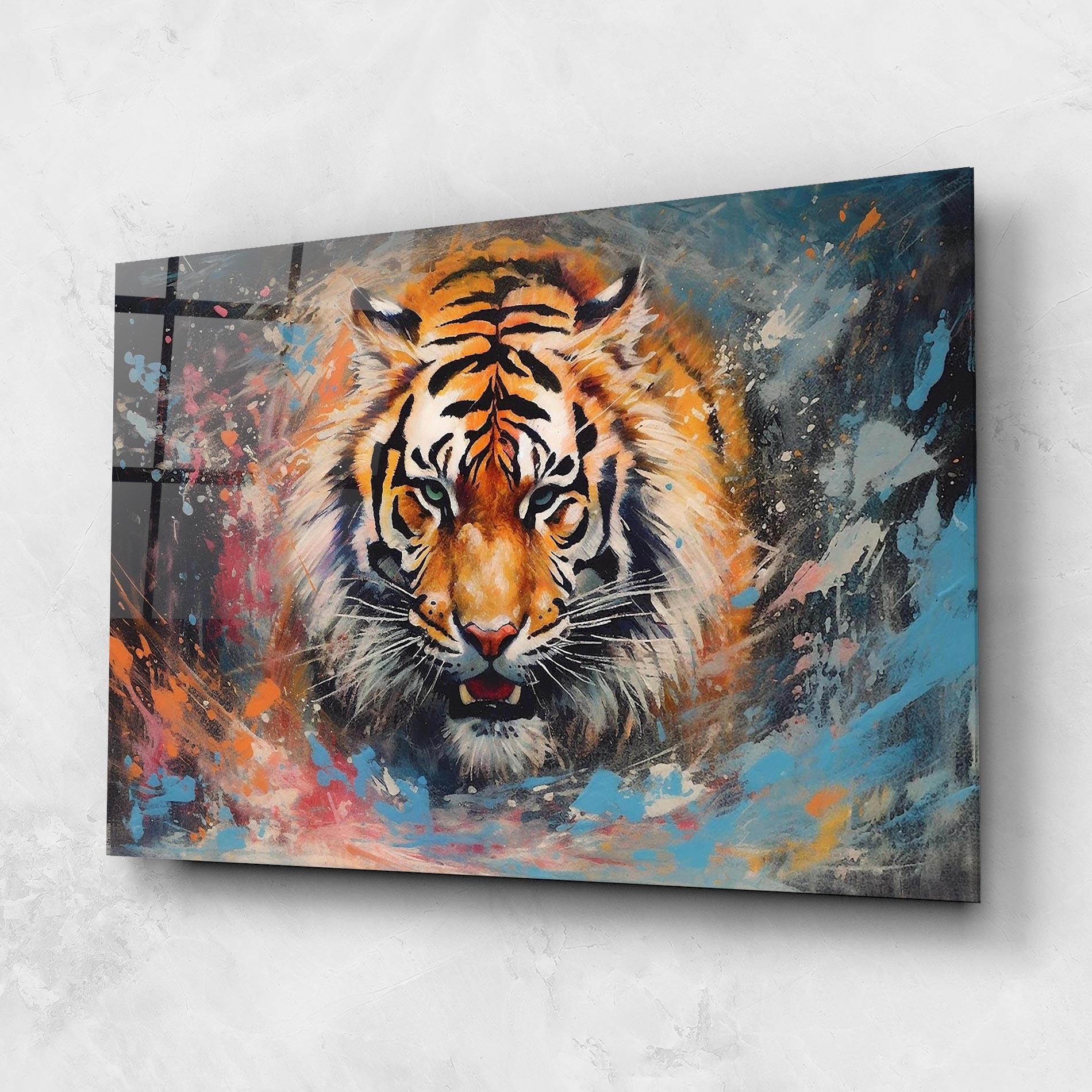 Glasbild Orange Tiger Painting mockup 1