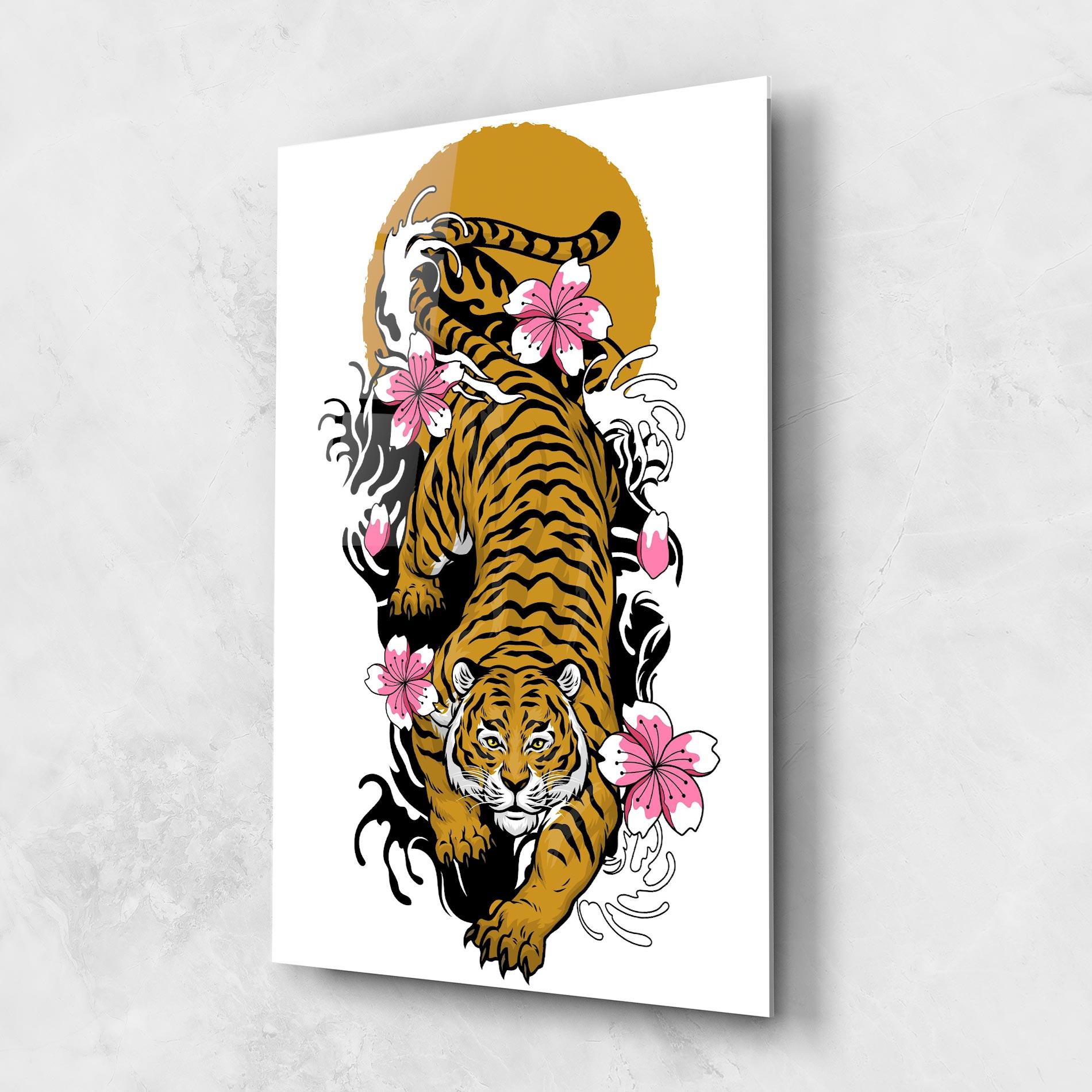 Glasbild Japanese Style Tiger mockup 1