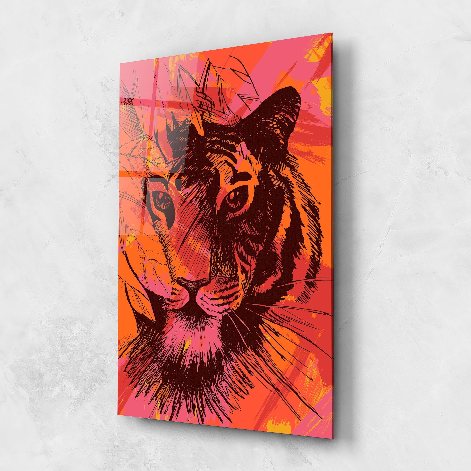 Glasbild Orange Red Tiger mockup 1