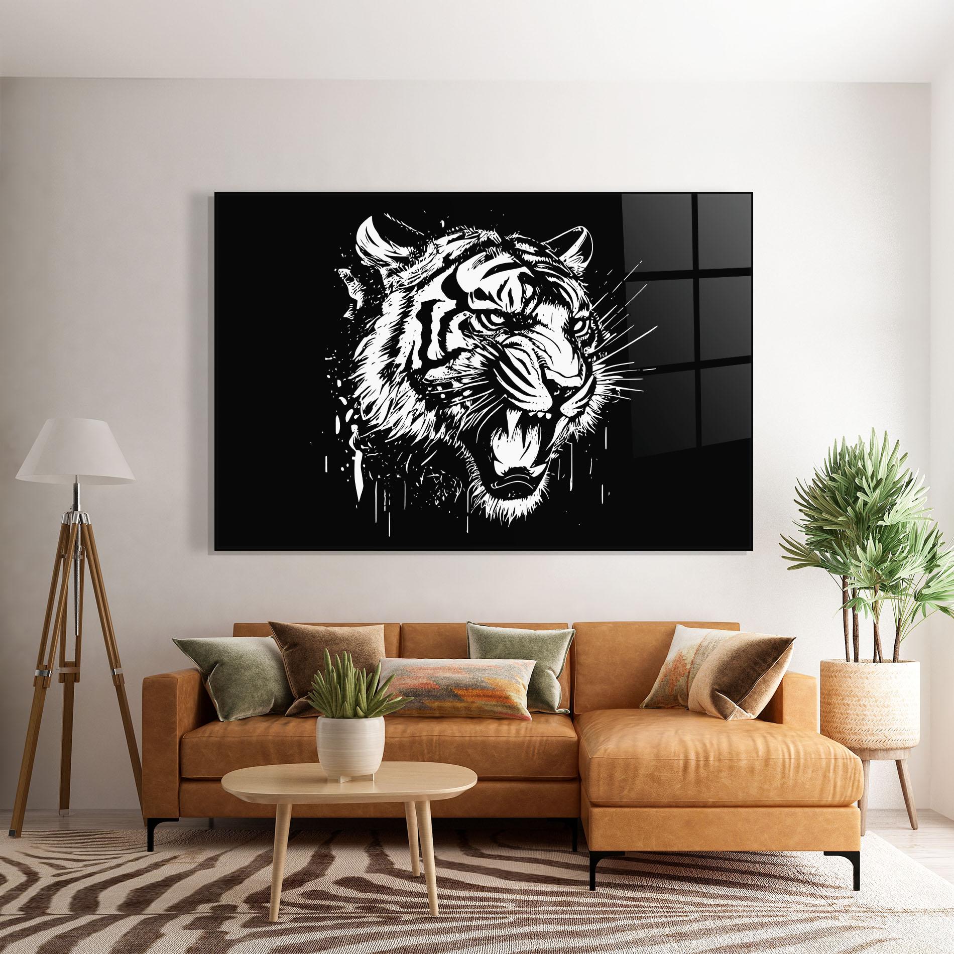 Glasbild Angry Tiger Head mockup 7