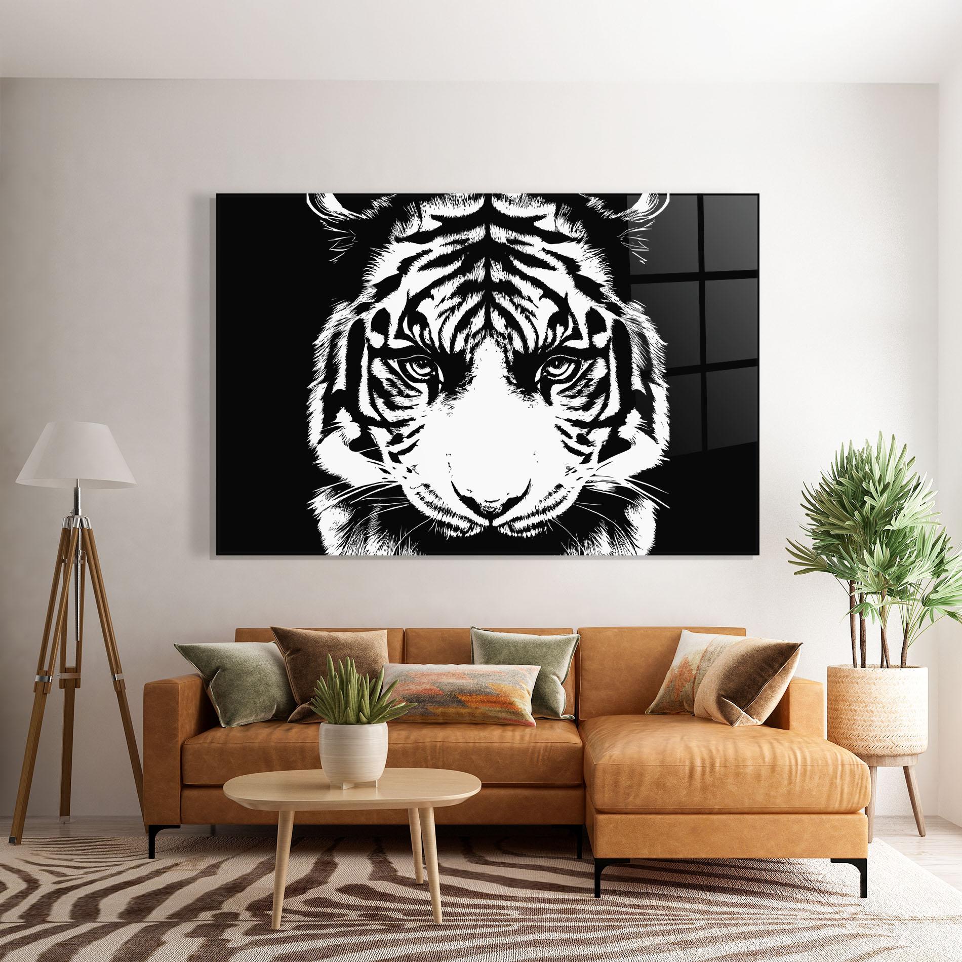 Glasbild Big Eyes Tiger mockup 7