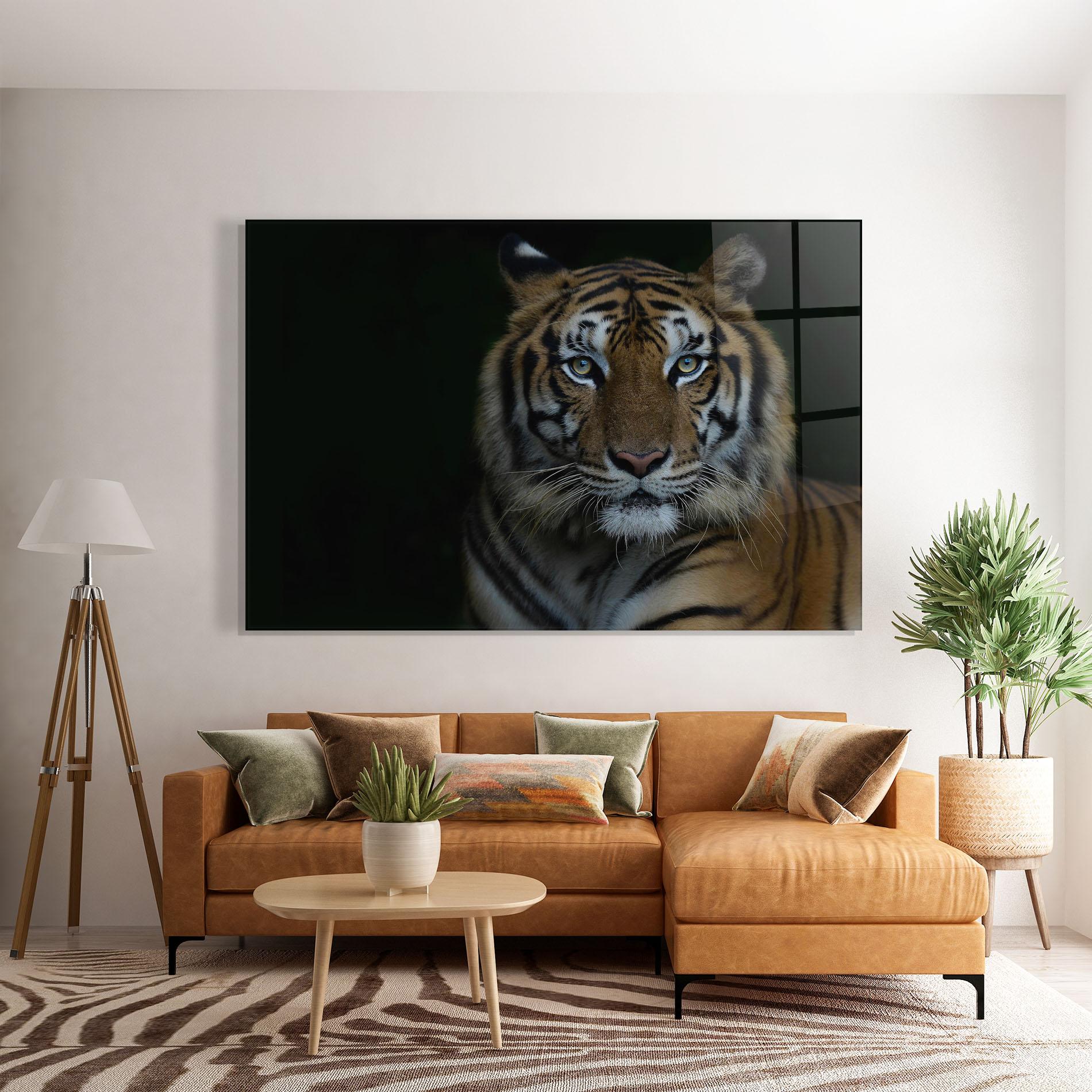 Glasbild Close Up Tiger mockup 7