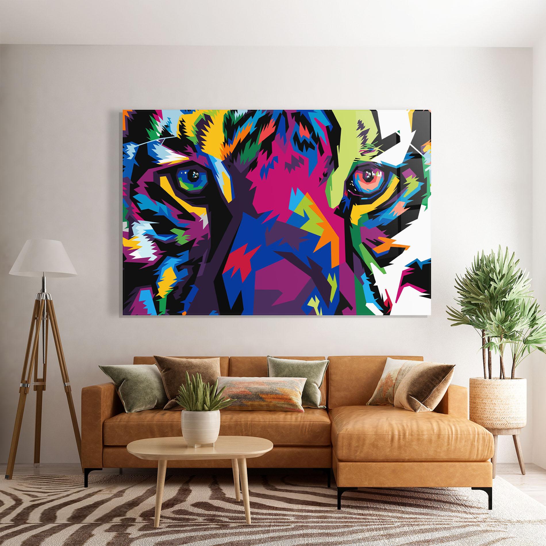 Glasbild Colourul Tiger Eyes mockup 7