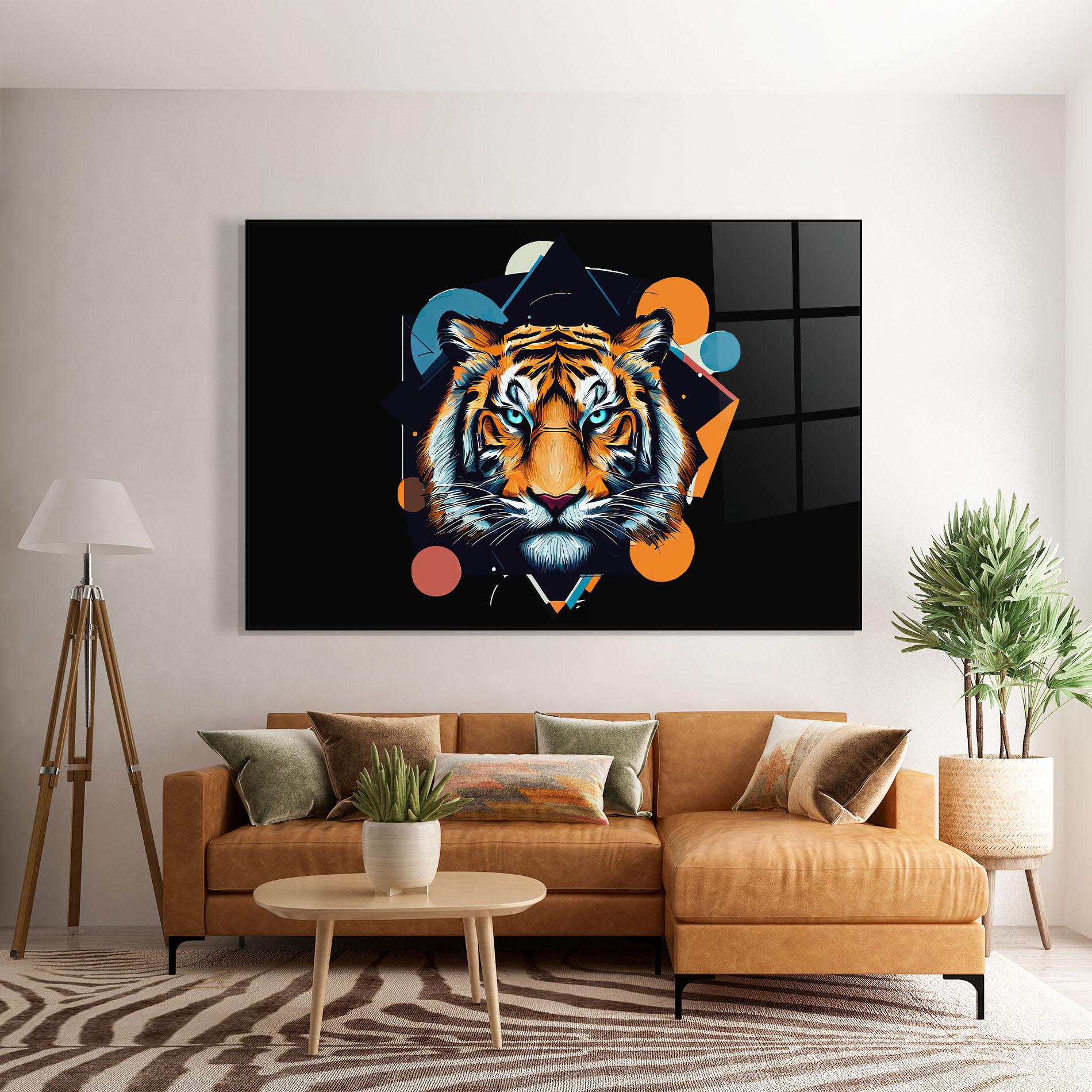 Glasbild Geometric Tiger mockup 7