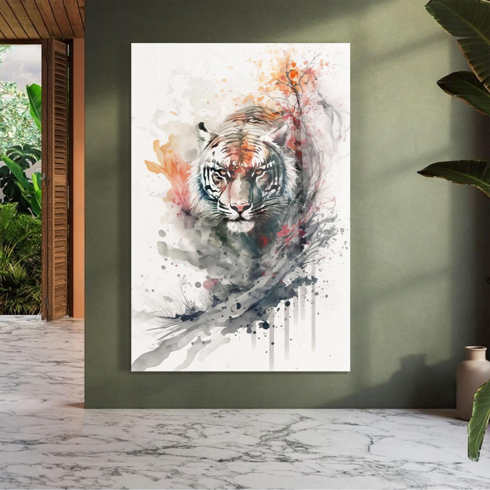 Glasbild Beautiful Tiger Art mockup 7