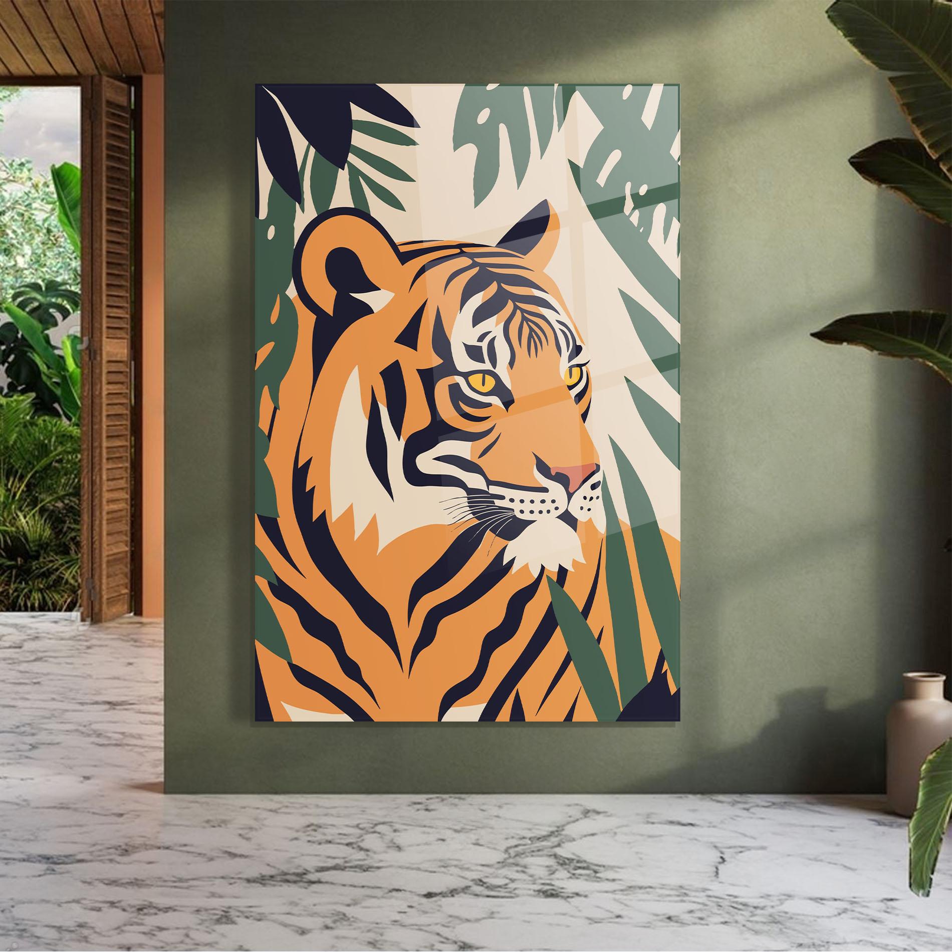 Glasbild Cartoon Style Tiger mockup 7