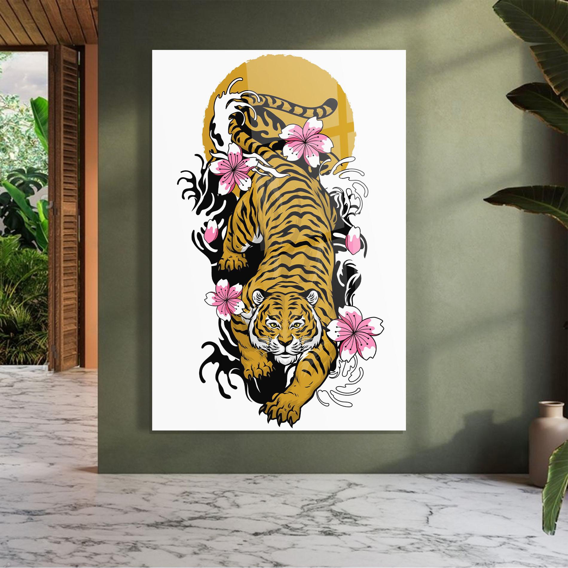 Glasbild Japanese Style Tiger mockup 7