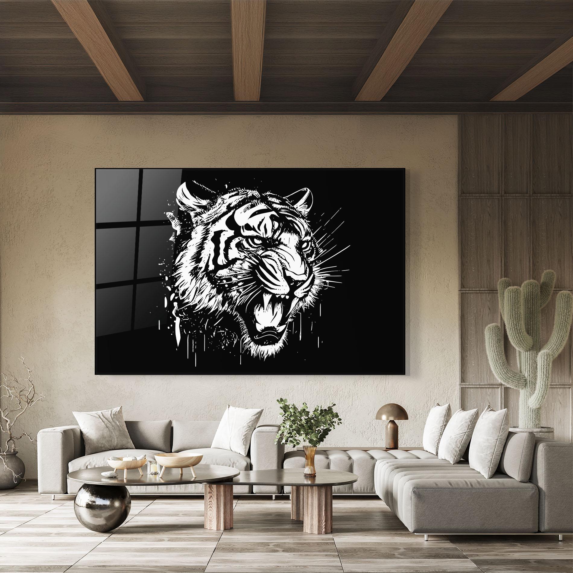 Glasbild Angry Tiger Head mockup 8