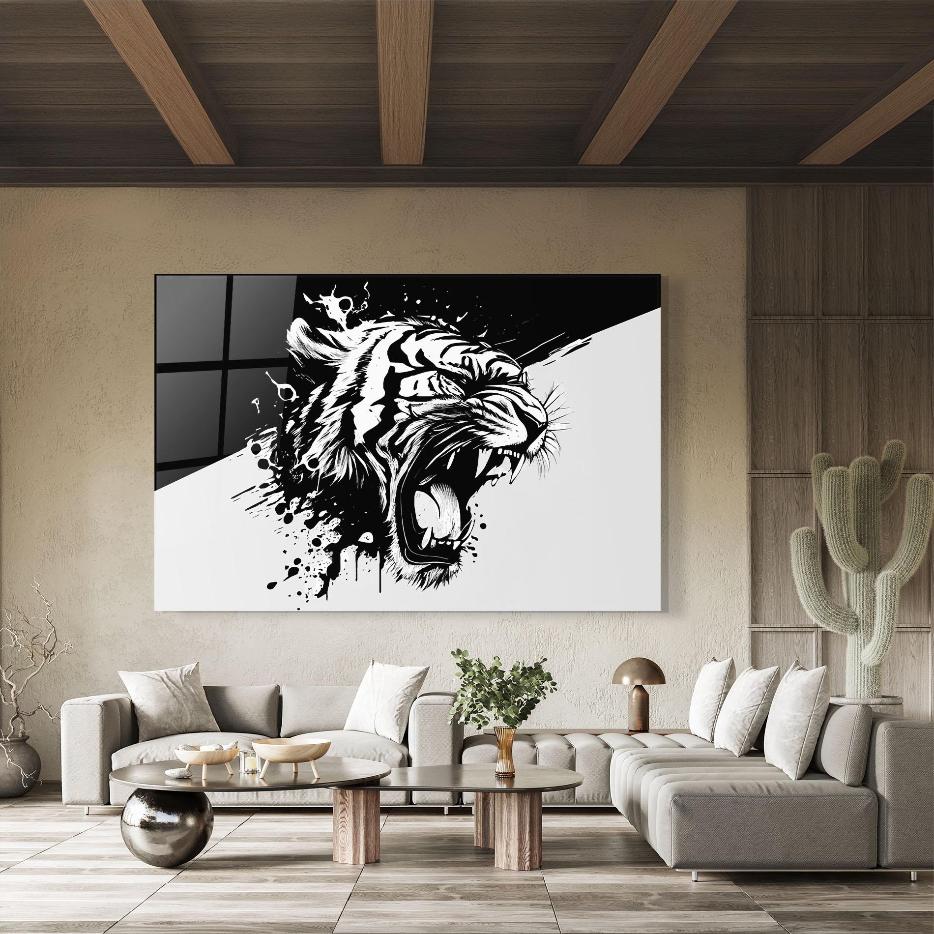 Glasbild Black Grey Tiger mockup 8