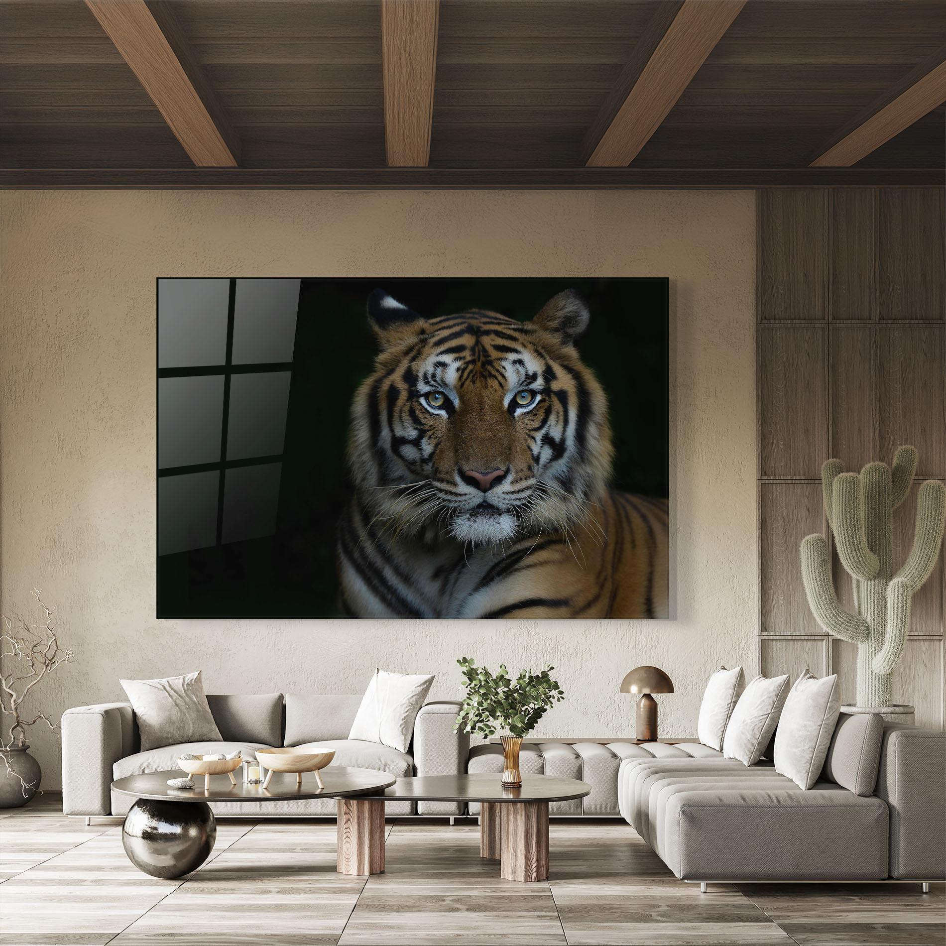 Glasbild Close Up Tiger mockup 8