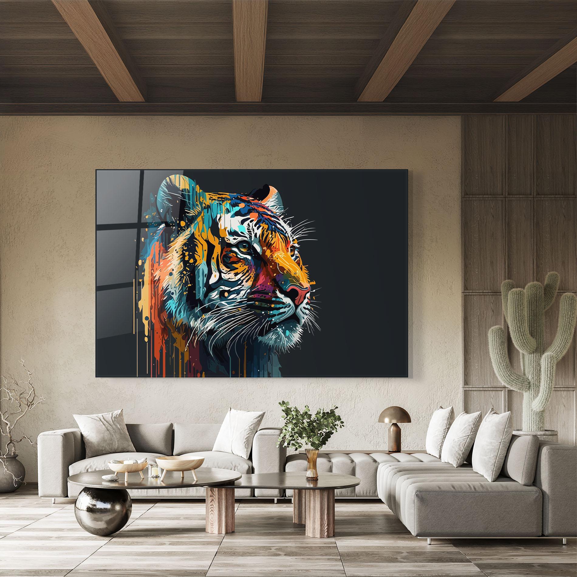 Glasbild Color Mix Tiger mockup 8
