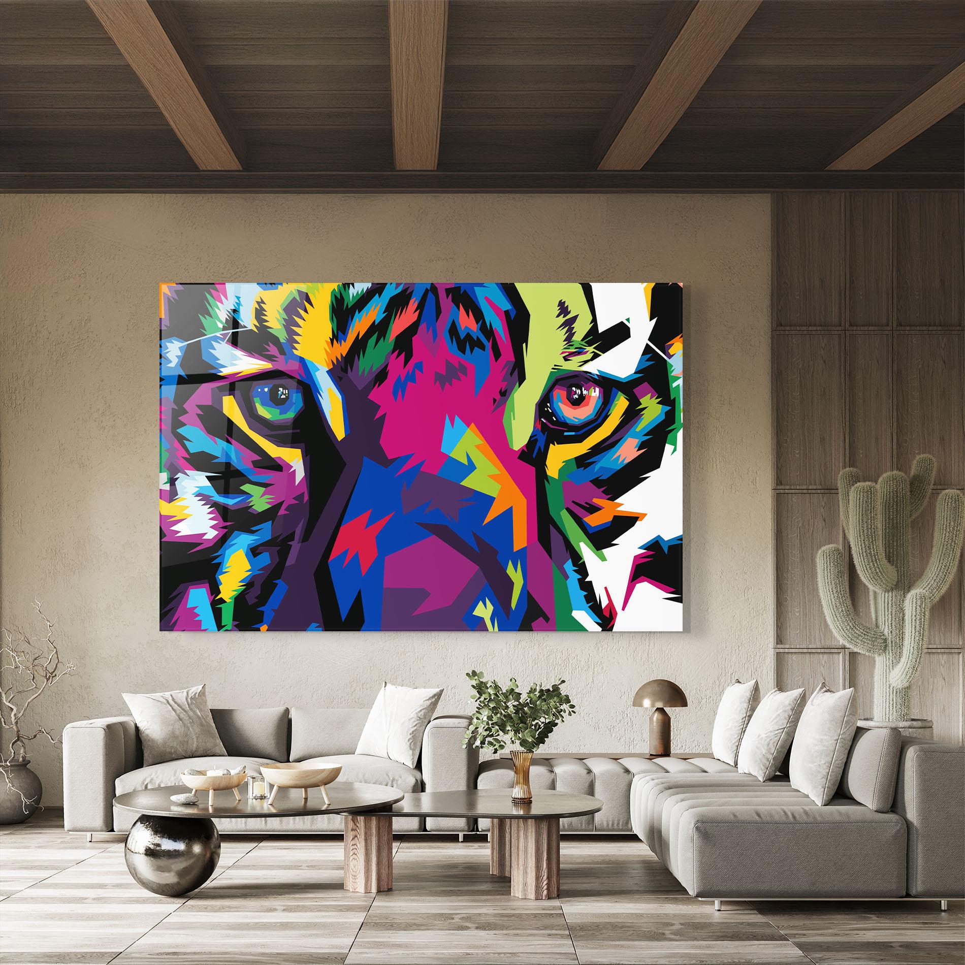 Glasbild Colourul Tiger Eyes mockup 8