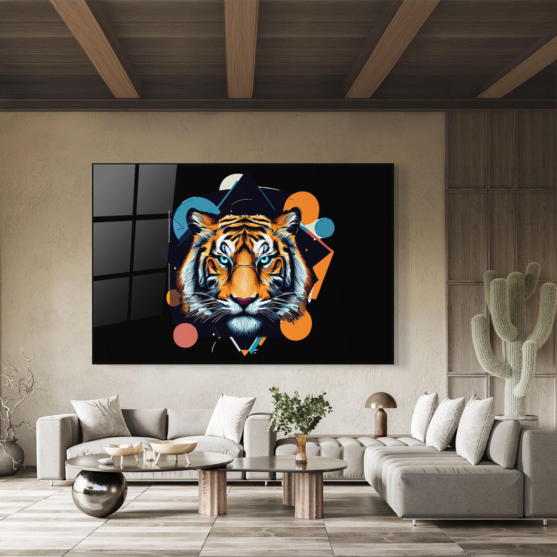 Glasbild Geometric Tiger mockup 8