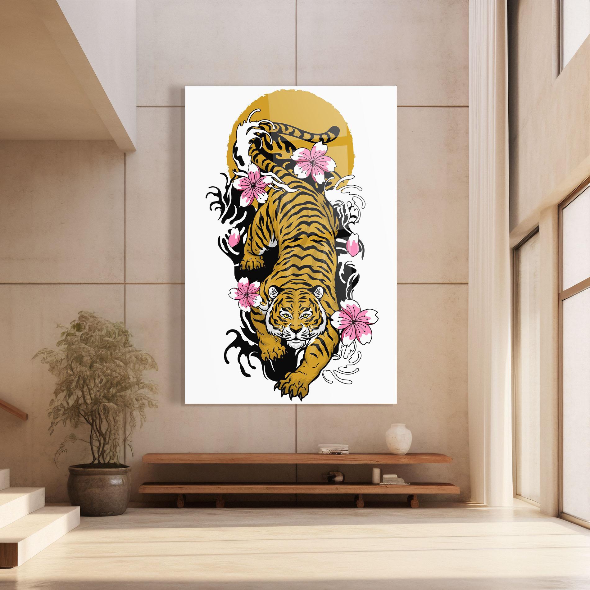 Glasbild Japanese Style Tiger mockup 8