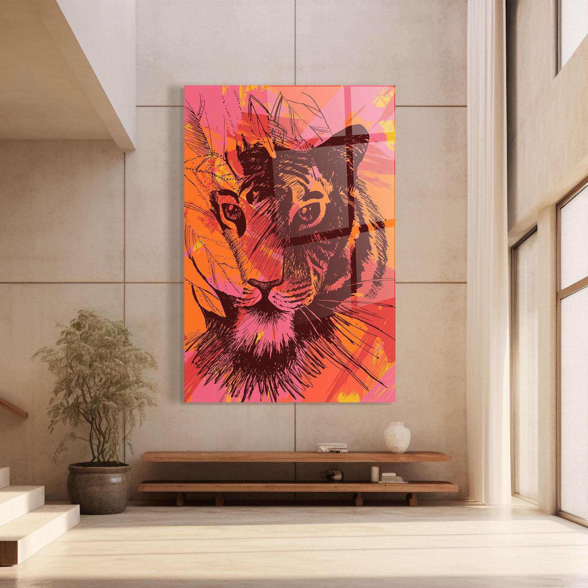 Glasbild Orange Red Tiger mockup 8