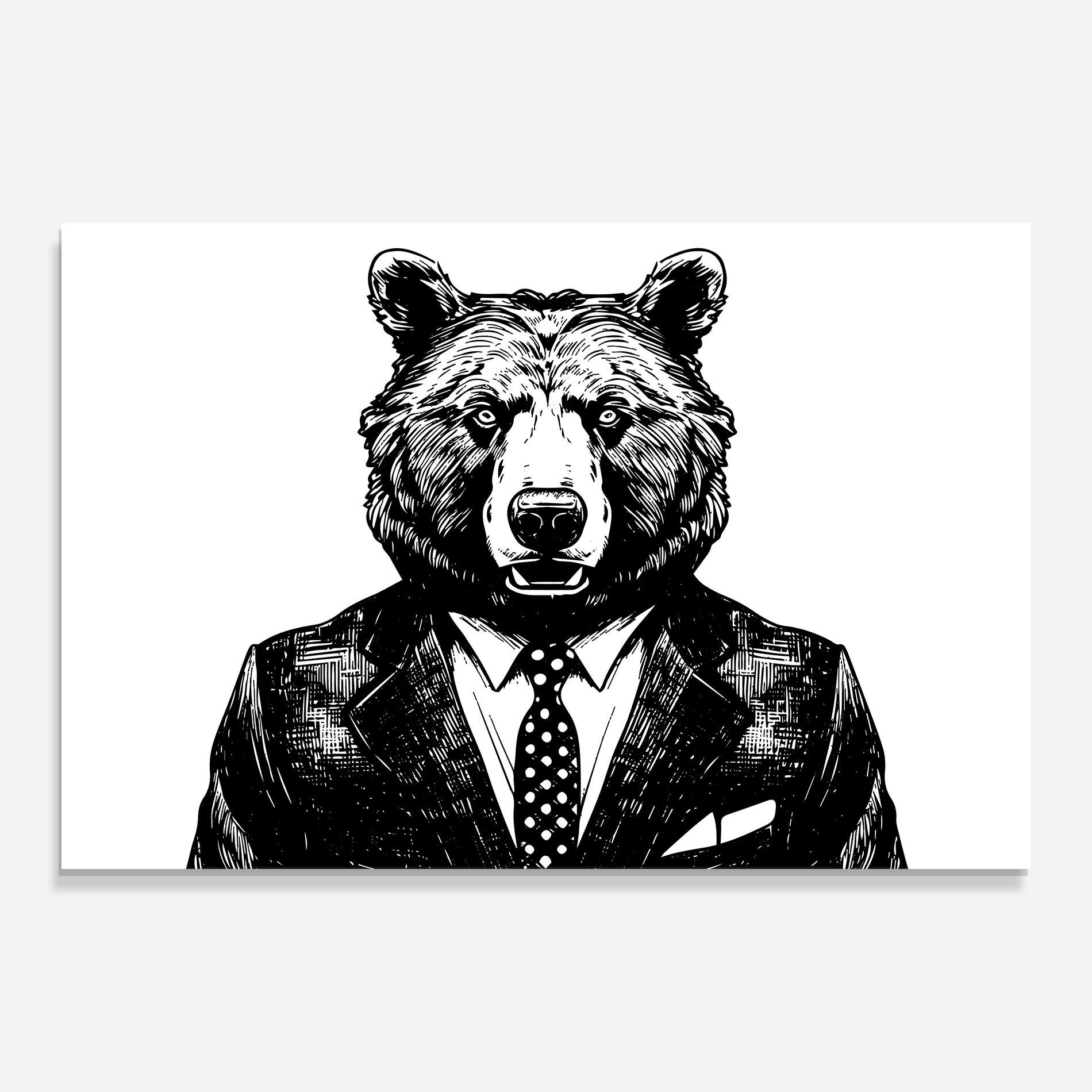 Glasbild Bear In Suit mockup 0