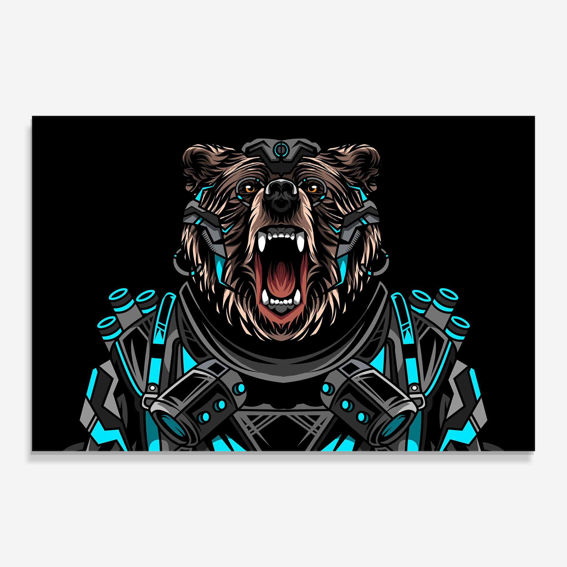 Glasbild Black Cyborg Bear mockup 0