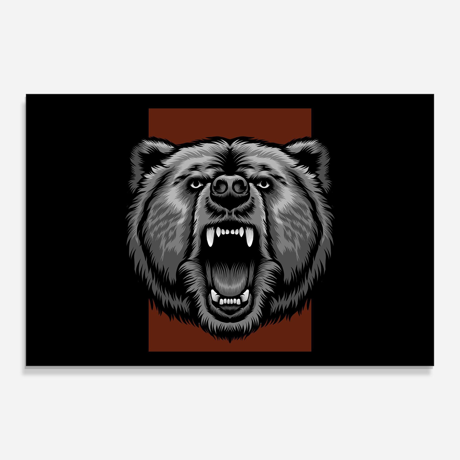 Glasbild Grey Bear Head mockup 0