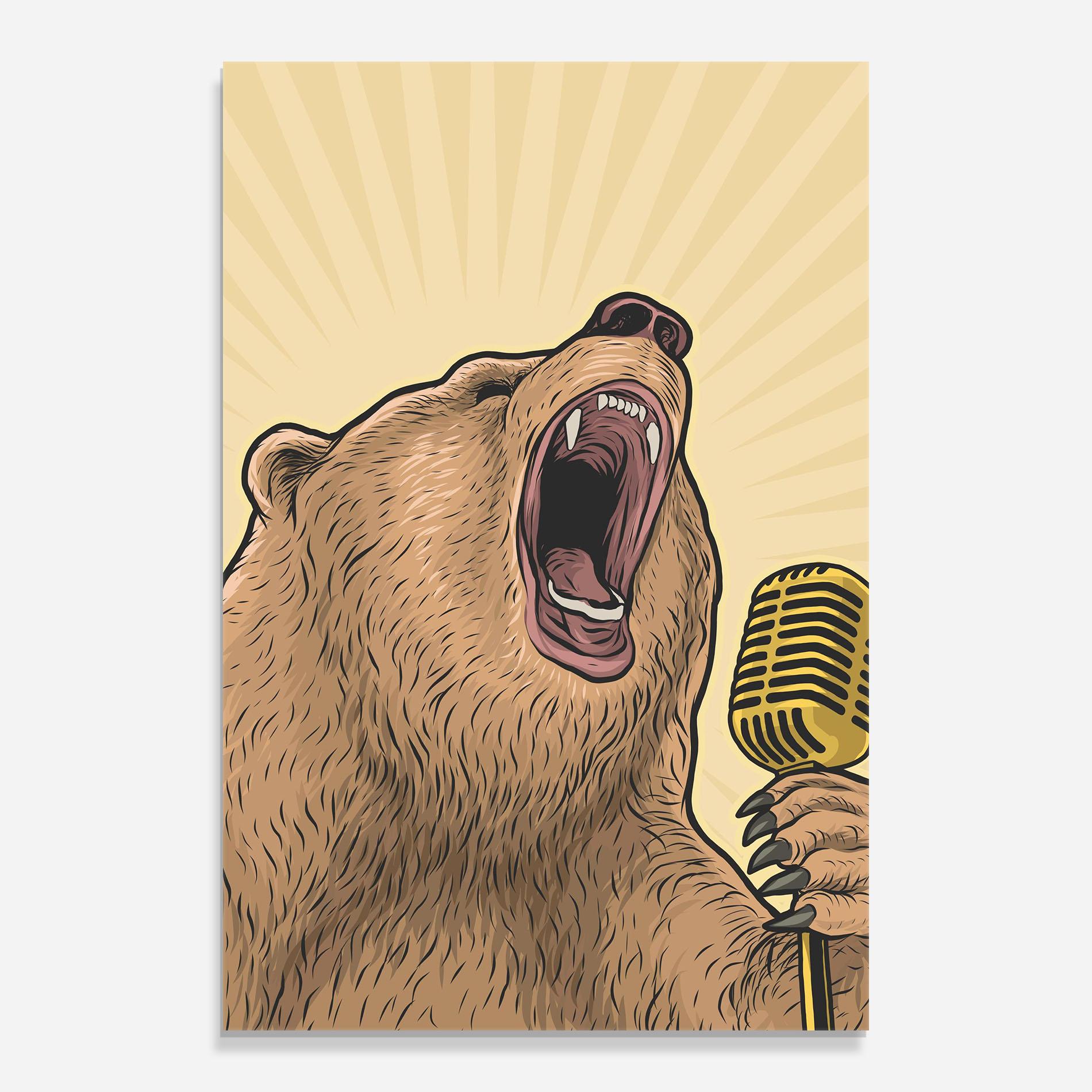 Glasbild Bear Singing mockup 0
