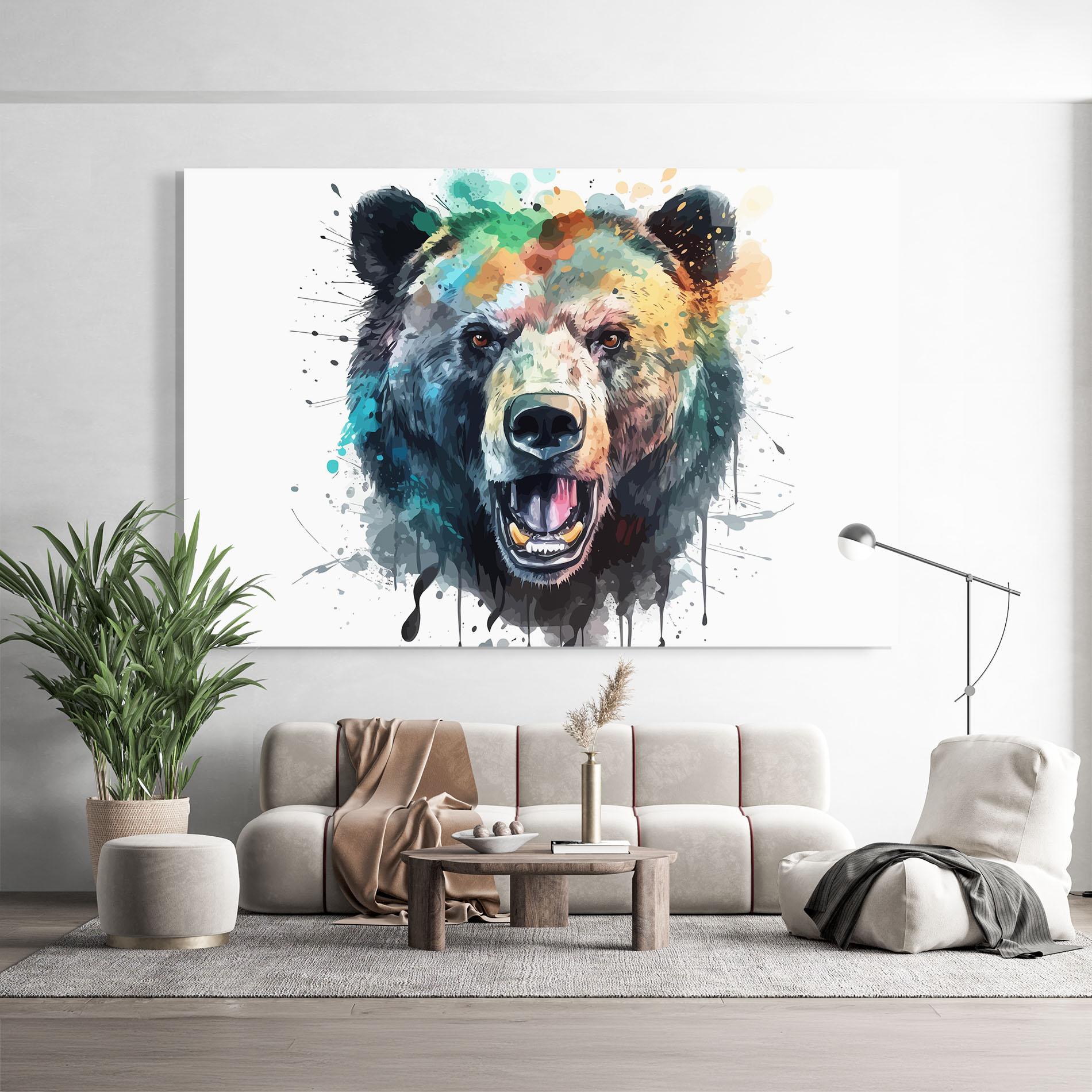 Glasbild Artistic Bear Head mockup 9