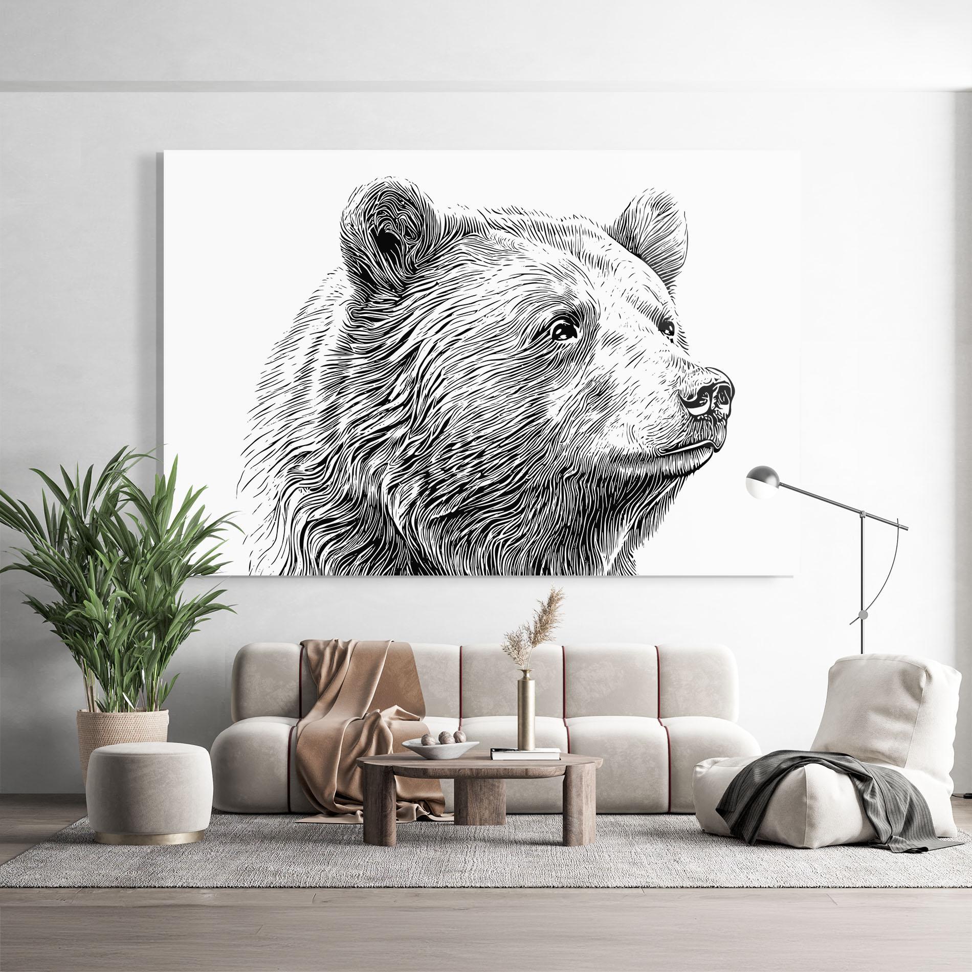 Glasbild Bear Portrait Line mockup 9