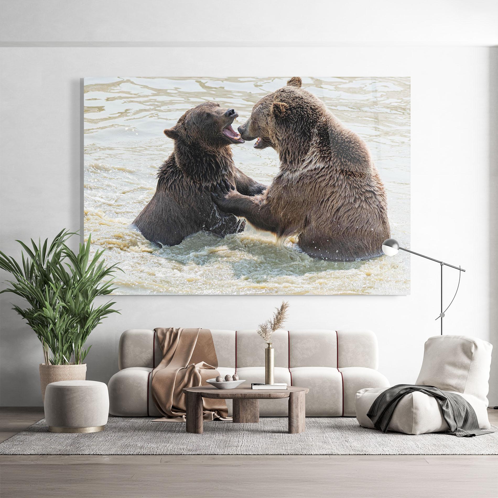 Glasbild Bears Fighting mockup 9