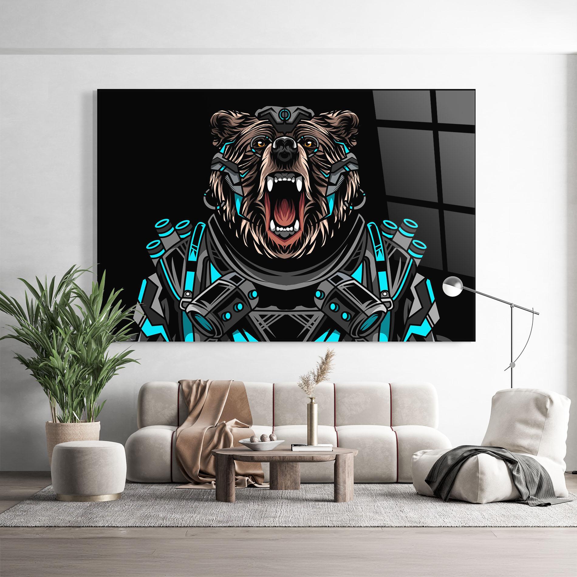 Glasbild Black Cyborg Bear mockup 9
