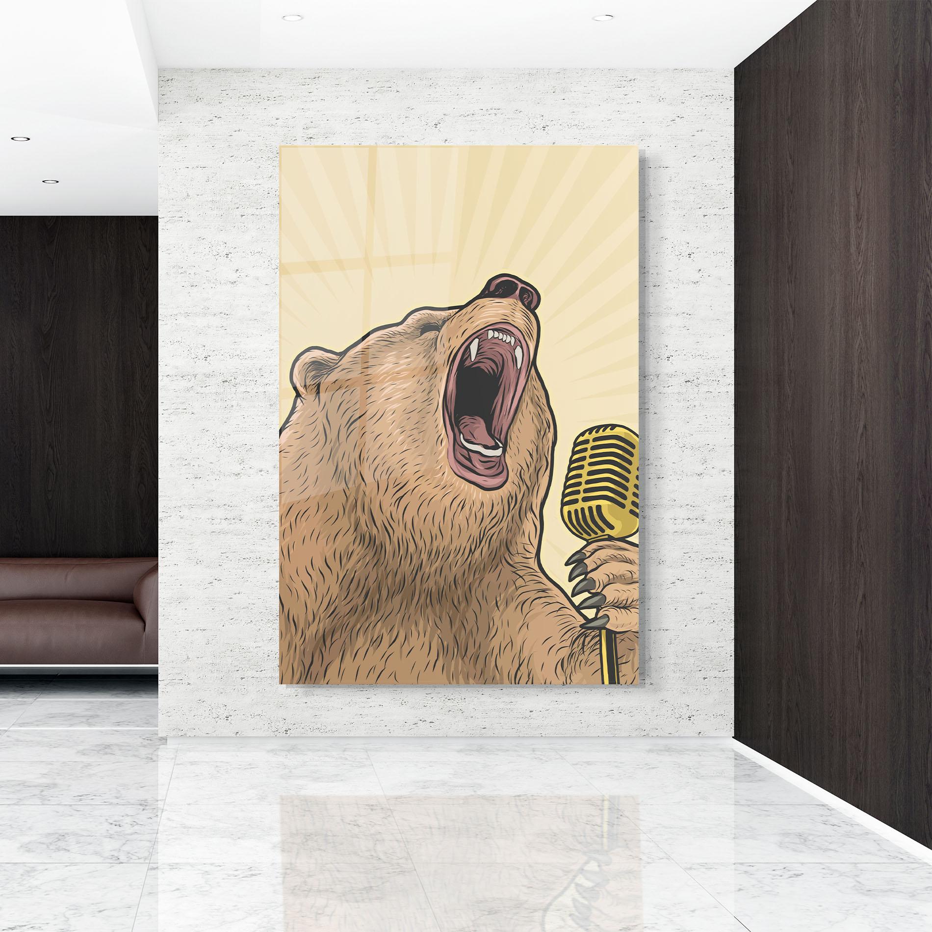Glasbild Bear Singing mockup 9