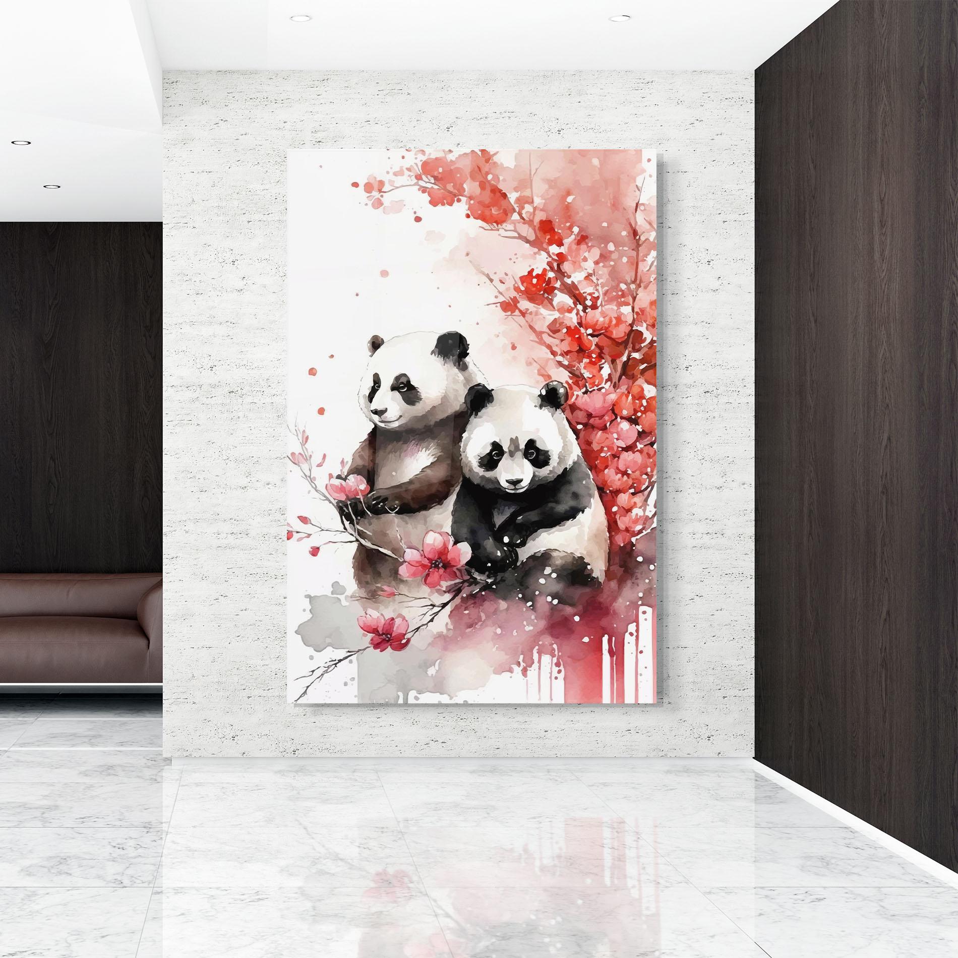 Glasbild Blossom Panda mockup 9