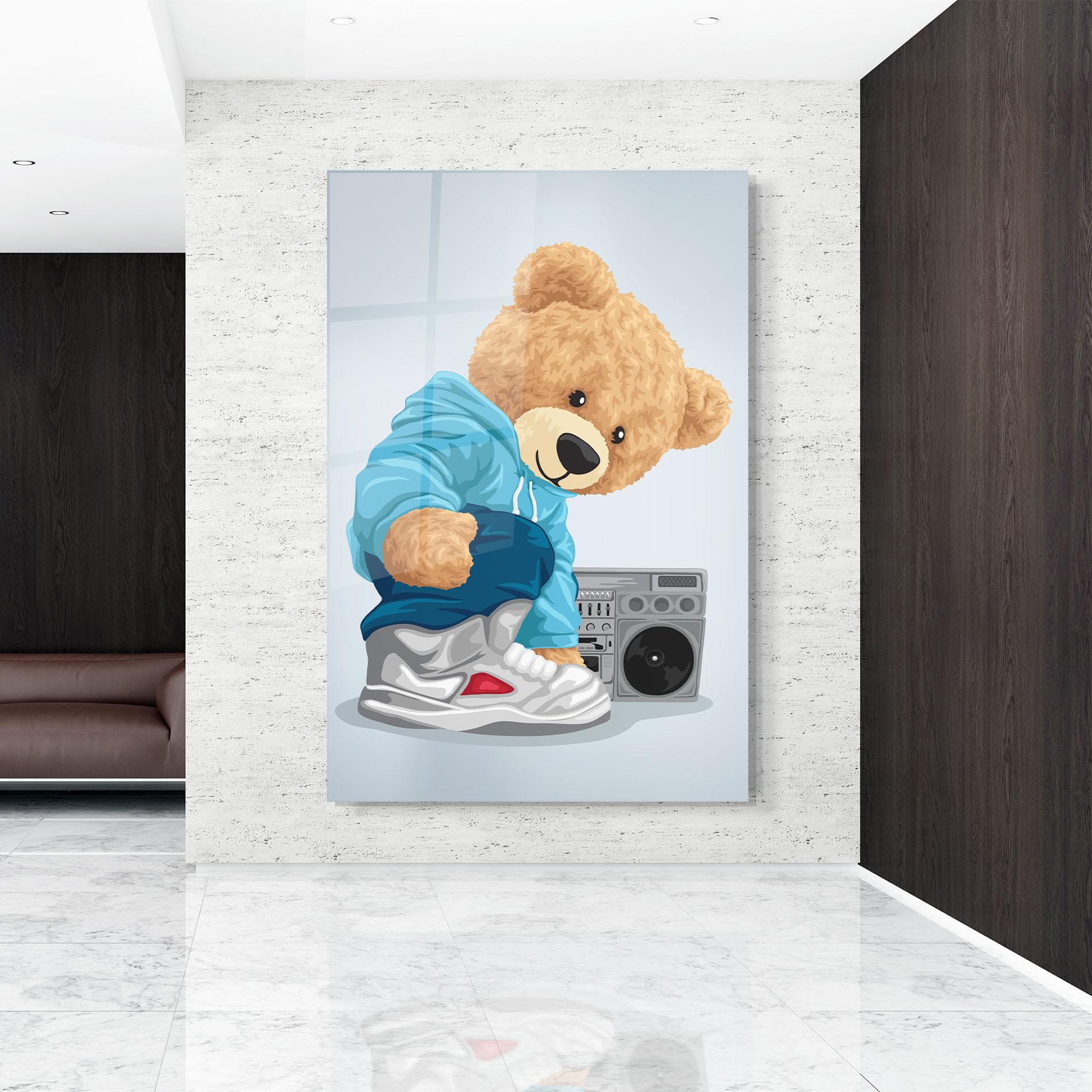 Glasbild Blue Dressed Bear mockup 9