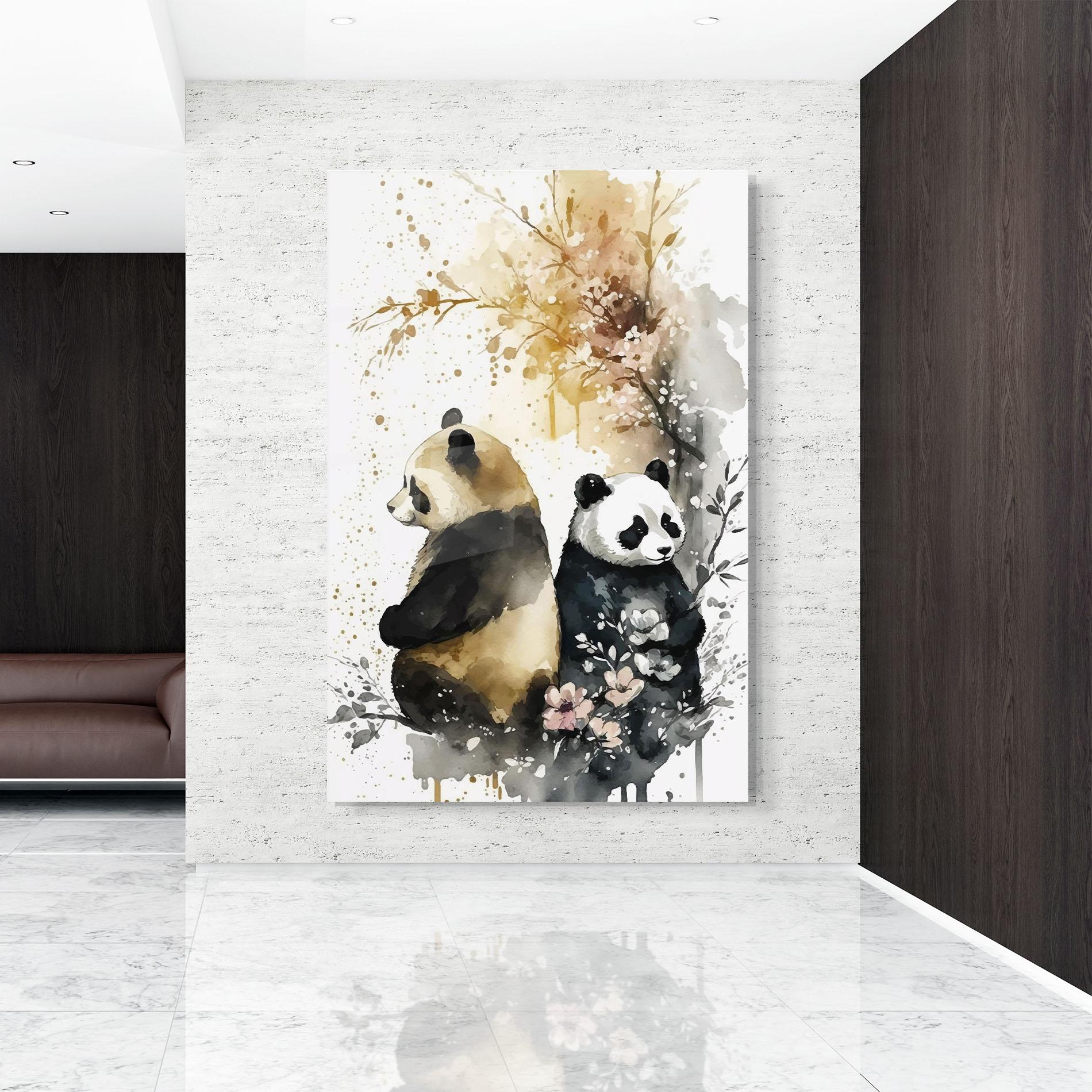 Glasbild Gold Panda Art mockup 9
