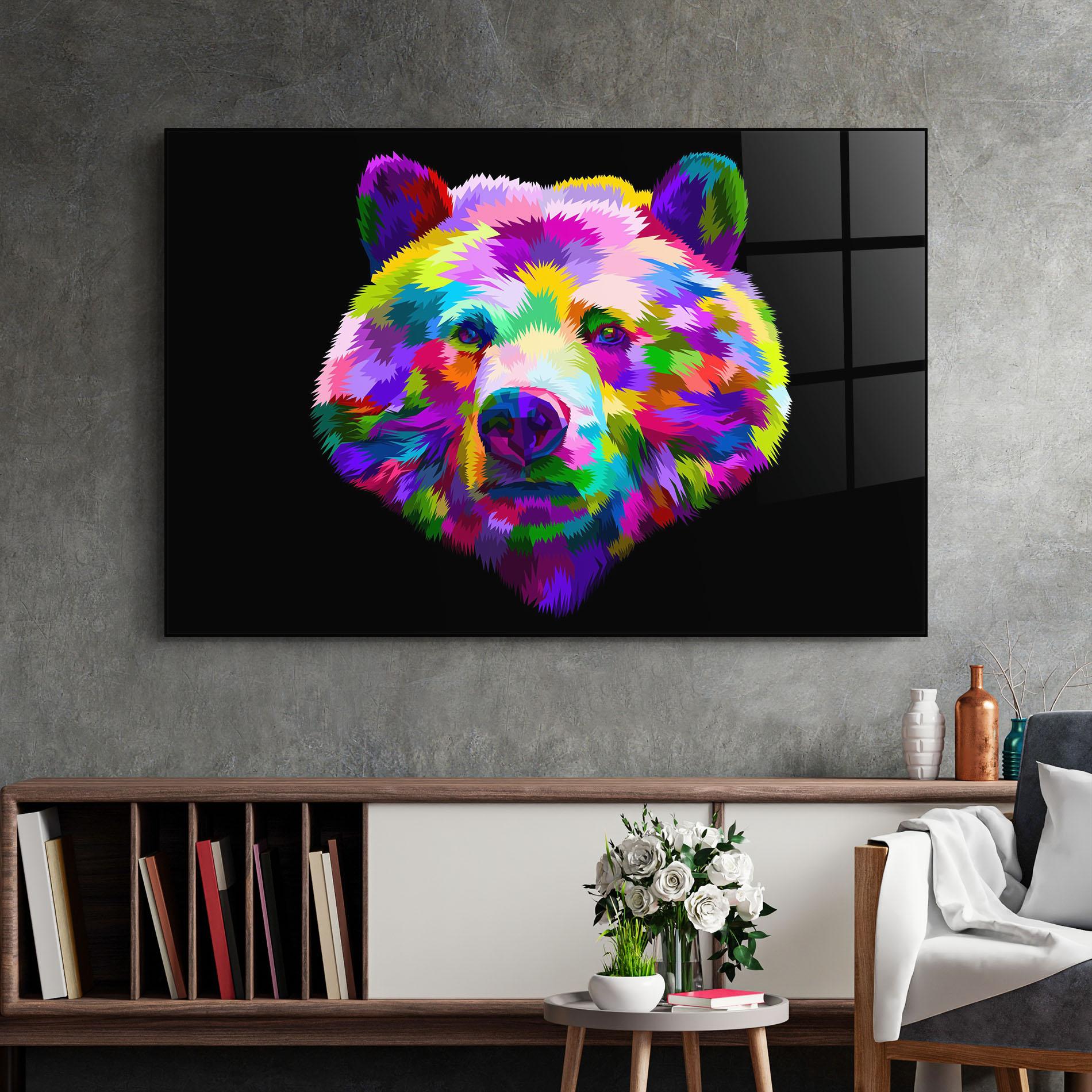 Glasbild Bear Head Art mockup 2