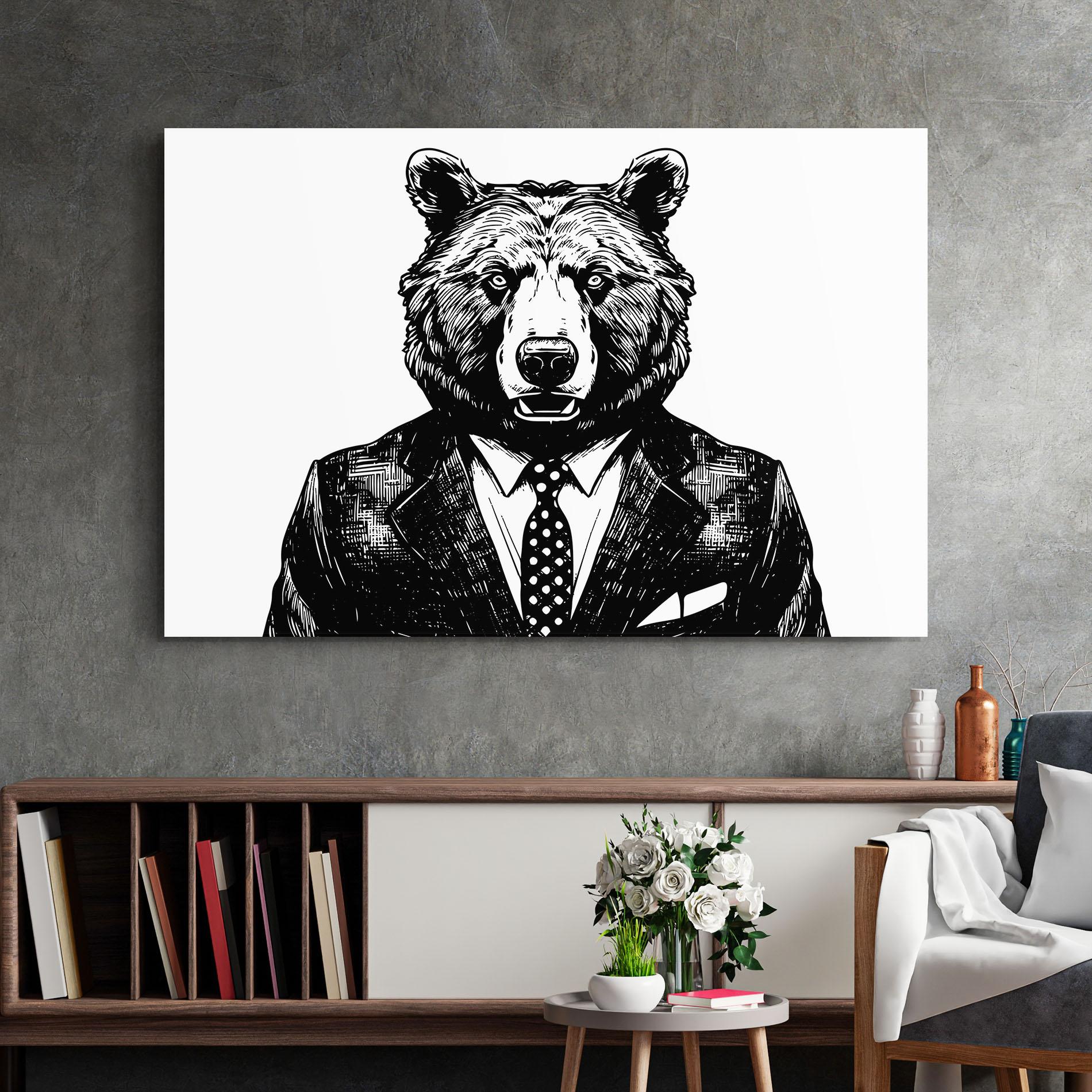 Glasbild Bear In Suit mockup 2