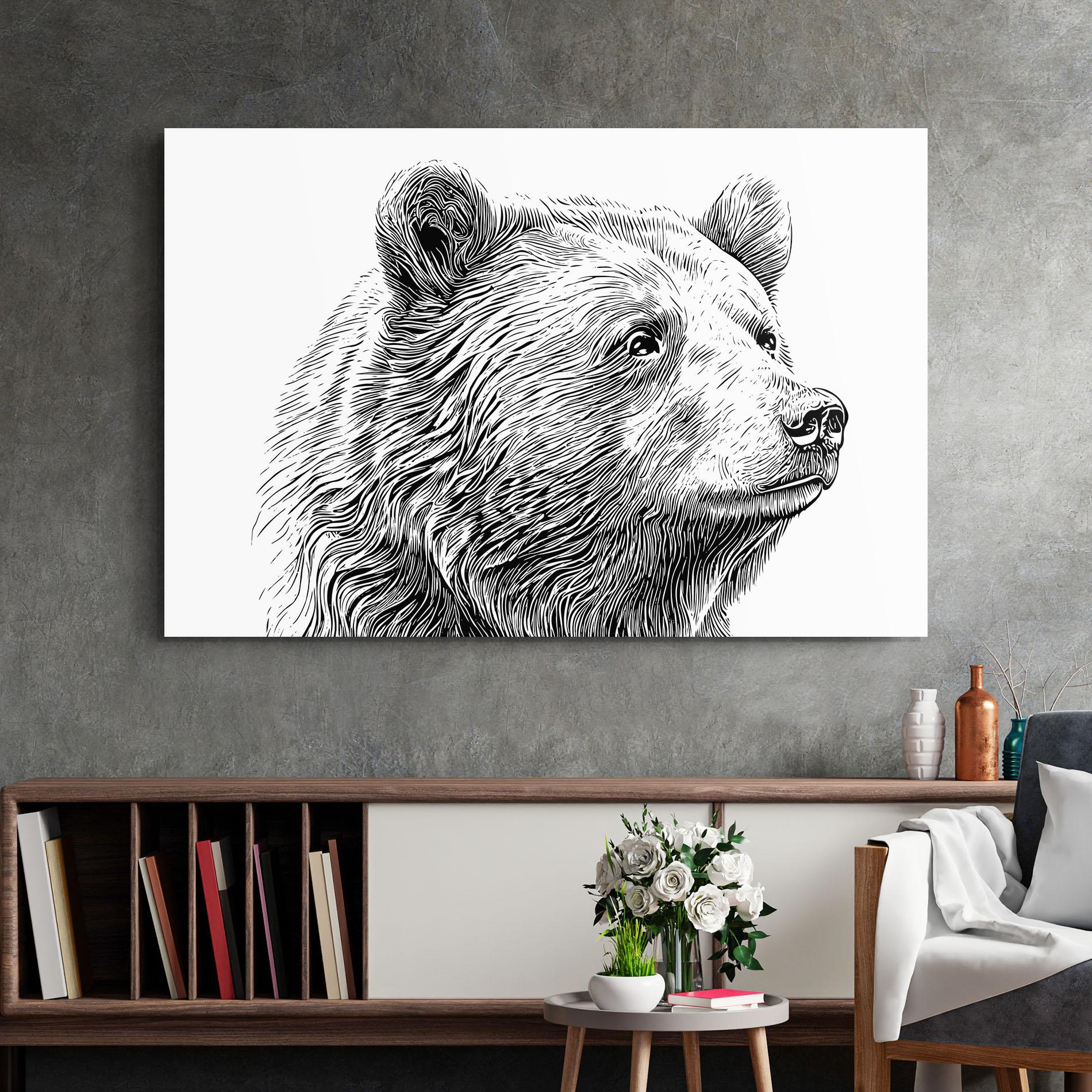 Glasbild Bear Portrait Line mockup 2