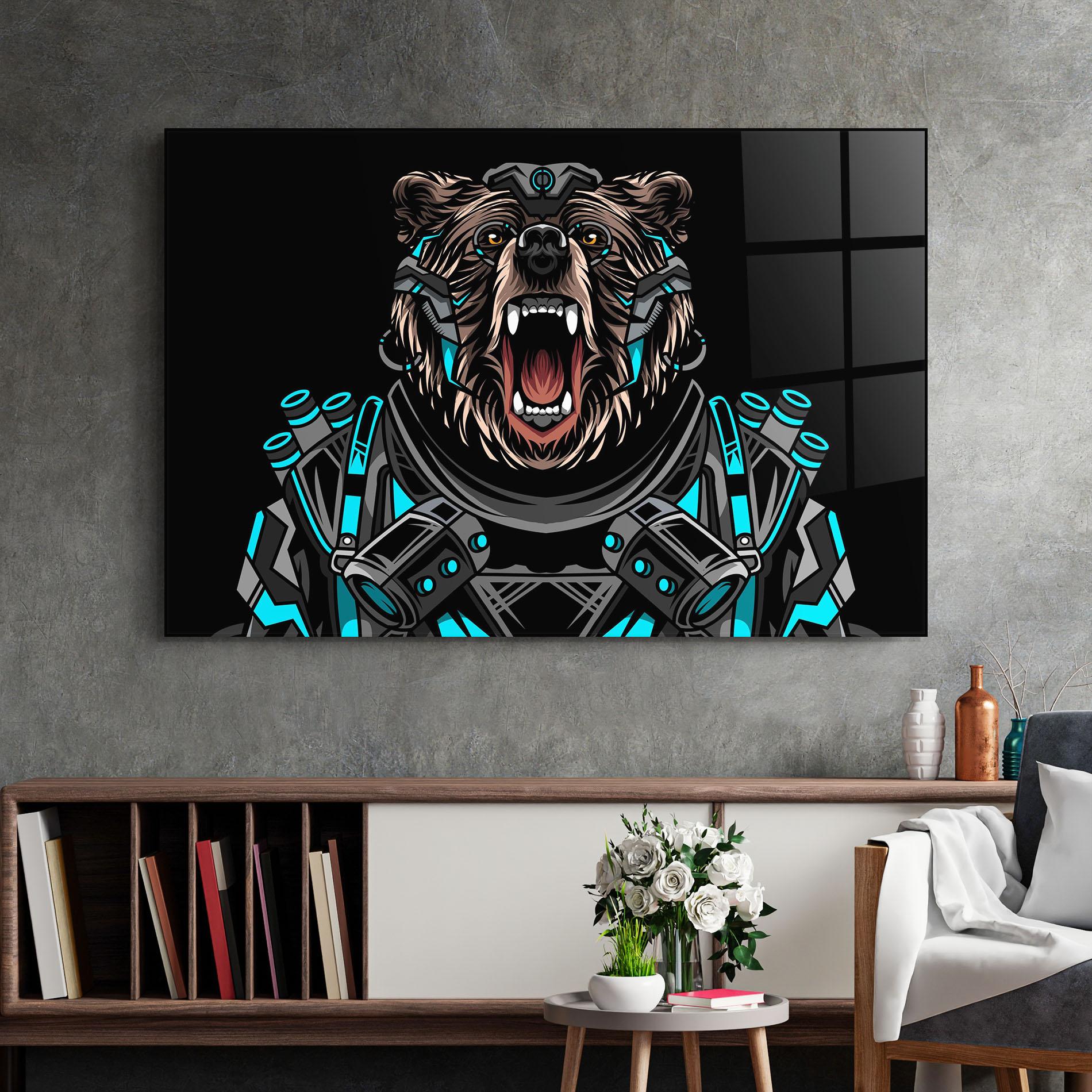 Glasbild Black Cyborg Bear mockup 2