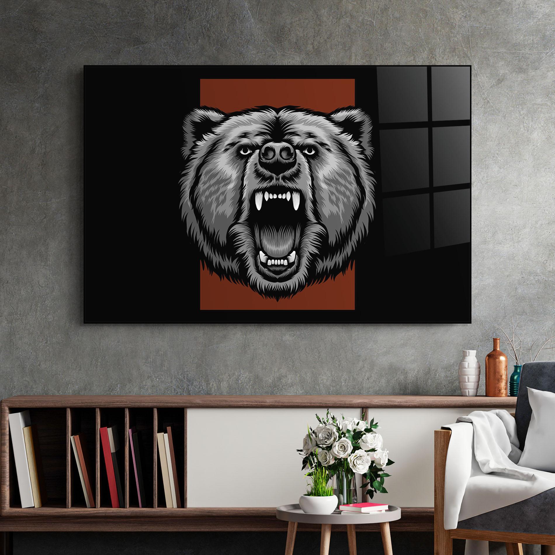 Glasbild Grey Bear Head mockup 2