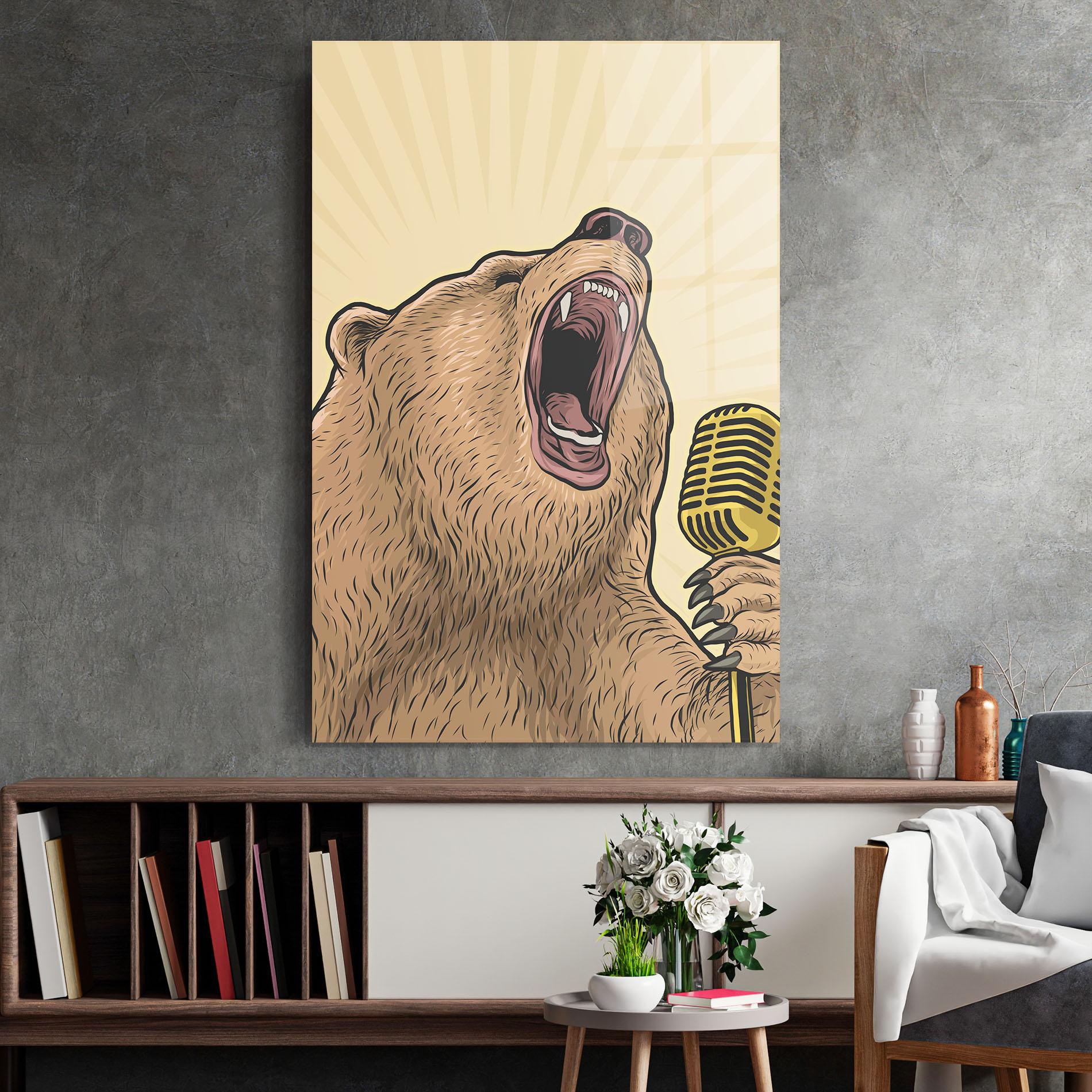 Glasbild Bear Singing mockup 2